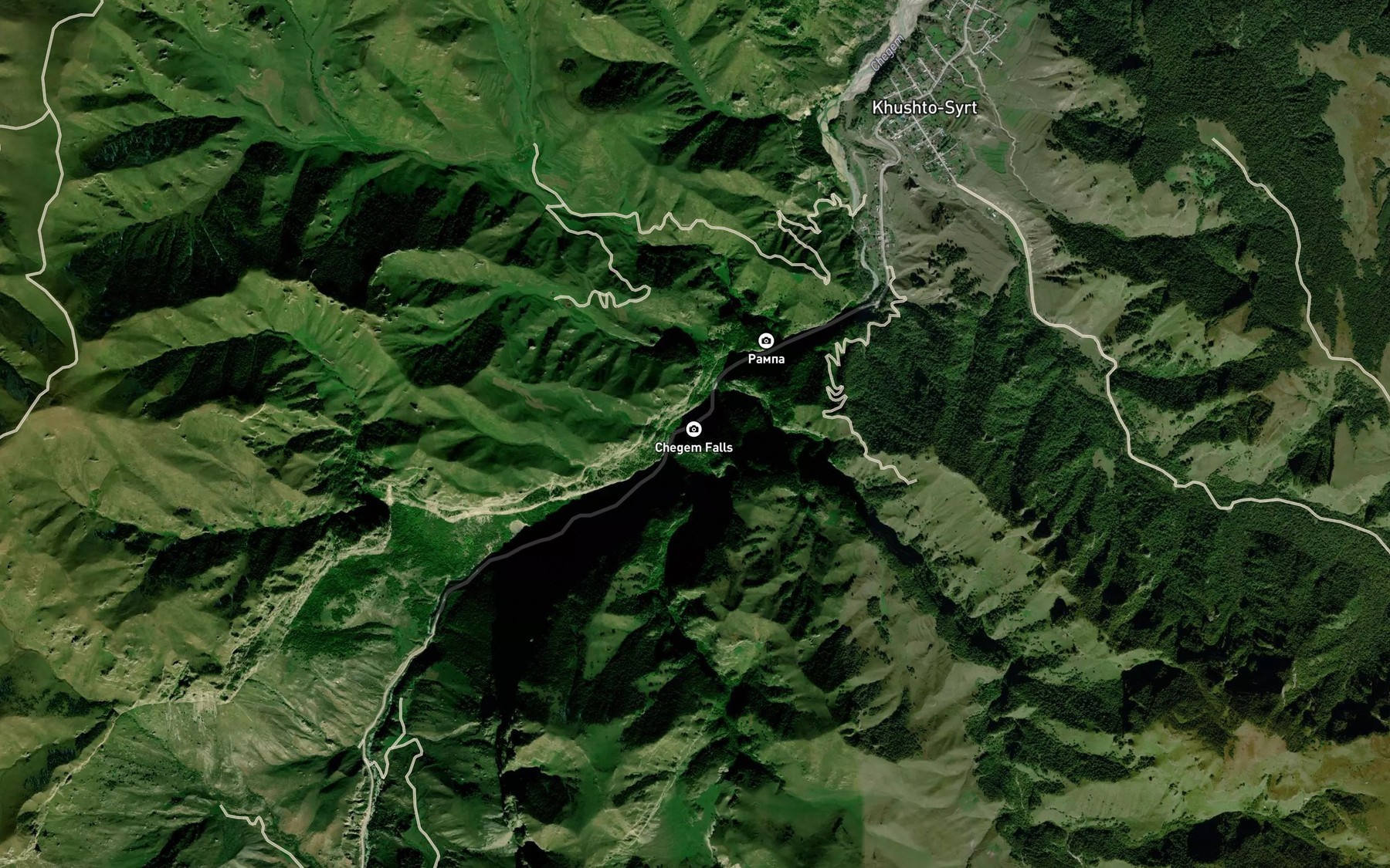Satellite map of the Chegemskiy Vodopad