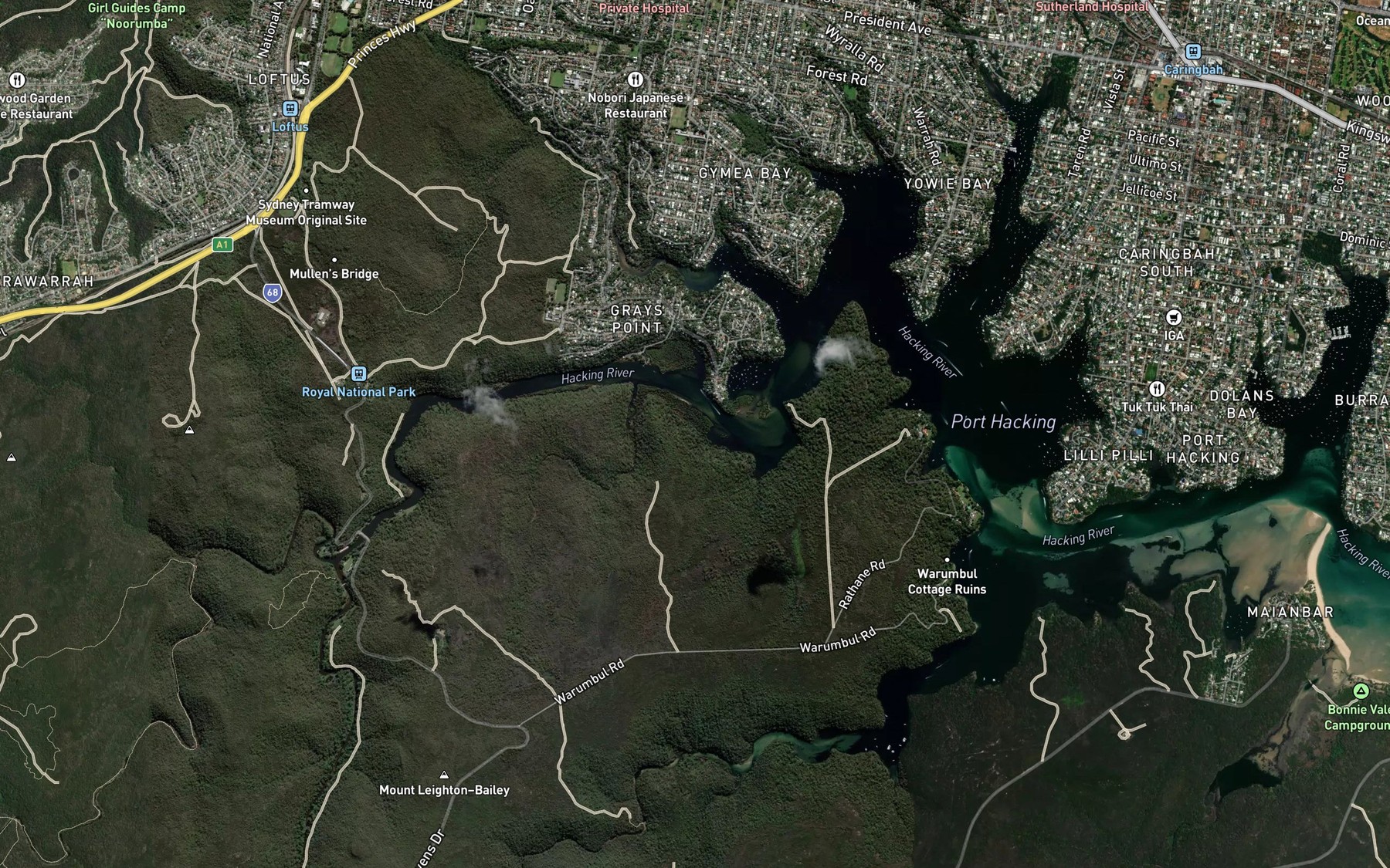 Satellite map of the Leg of Mutton Bay