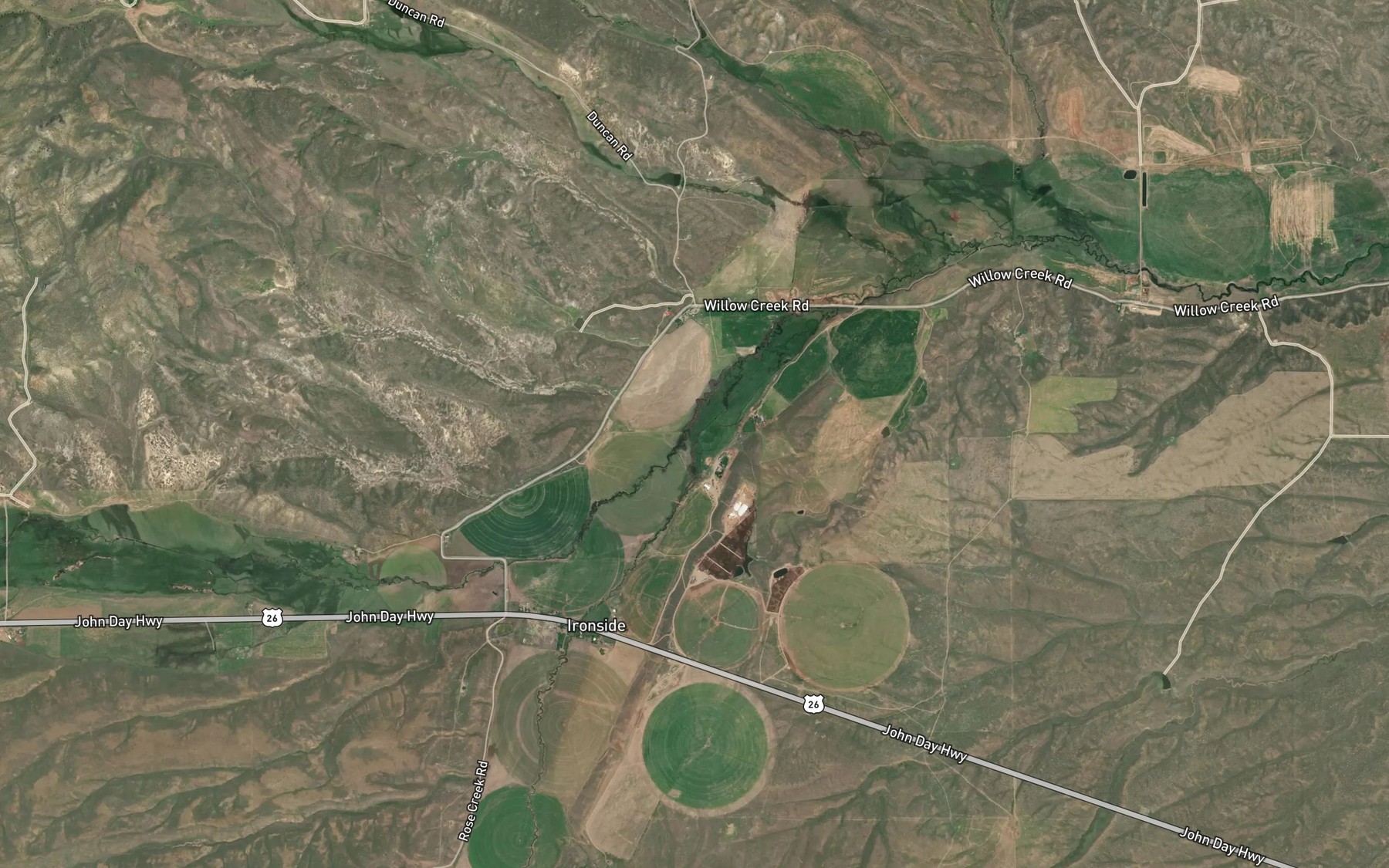 Satellite map of the South Willow Creek