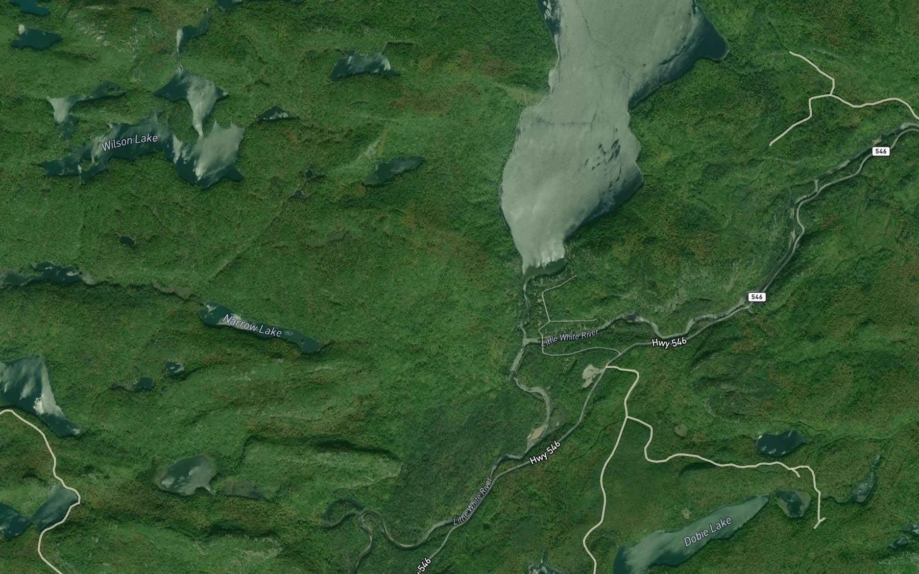 Satellite map of the West Little White River