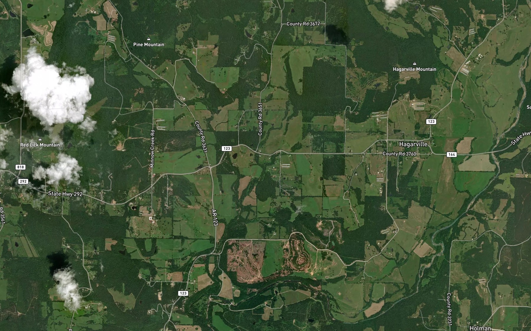 Satellite map of the Deevers Branch