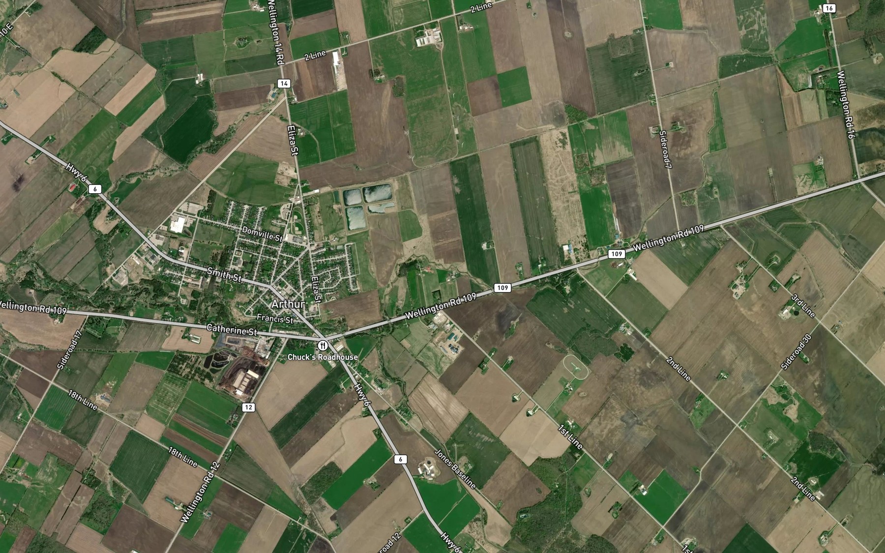 Satellite map of the Brandy Creek