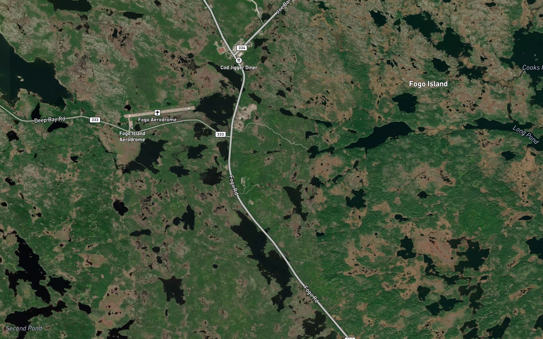 Satellite map of the Drink Brook Ponds