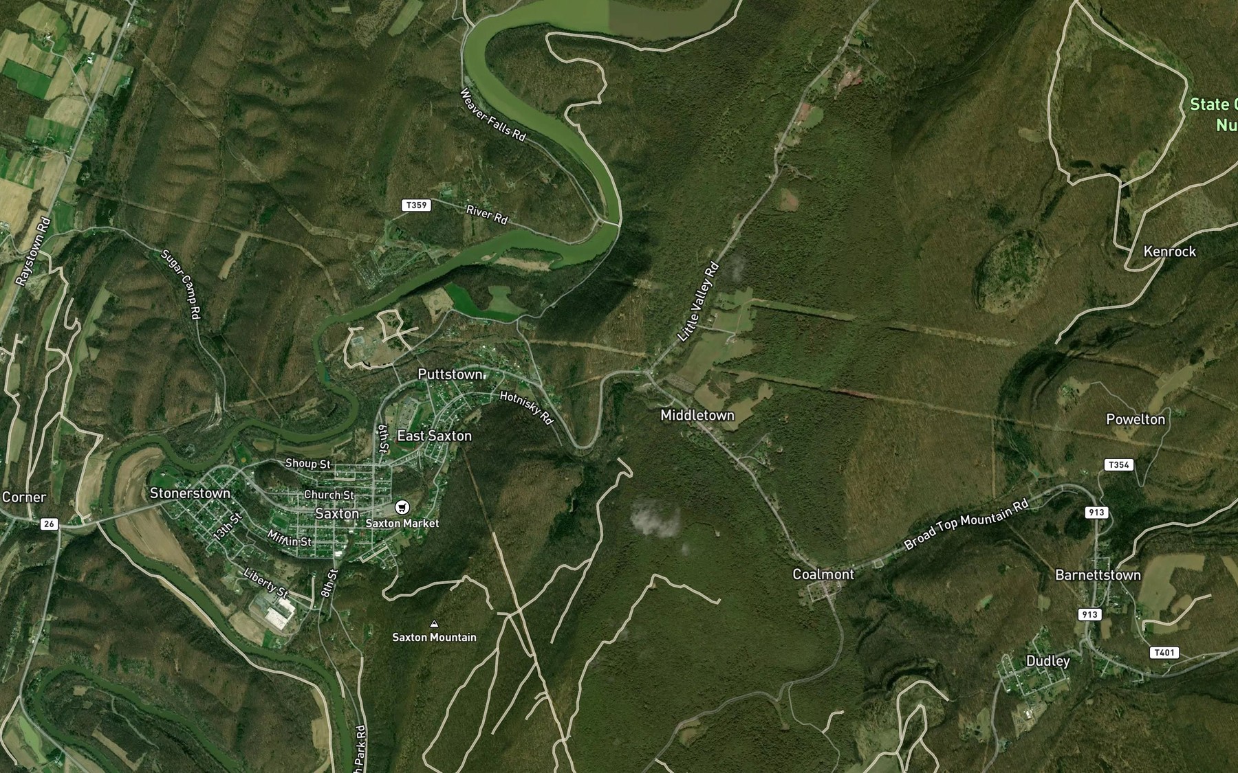 Satellite map of the House Run