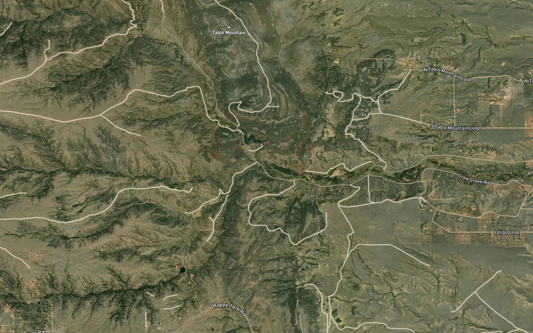 Satellite map of the Brush Creek