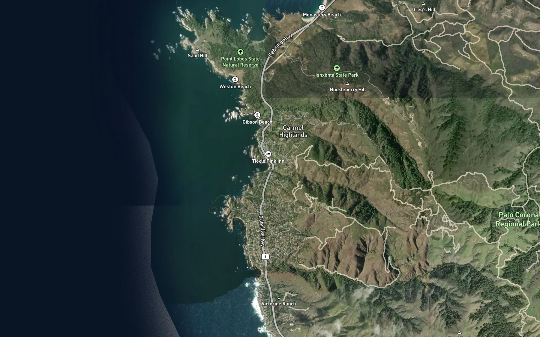 Satellite map of the Wildcat Creek