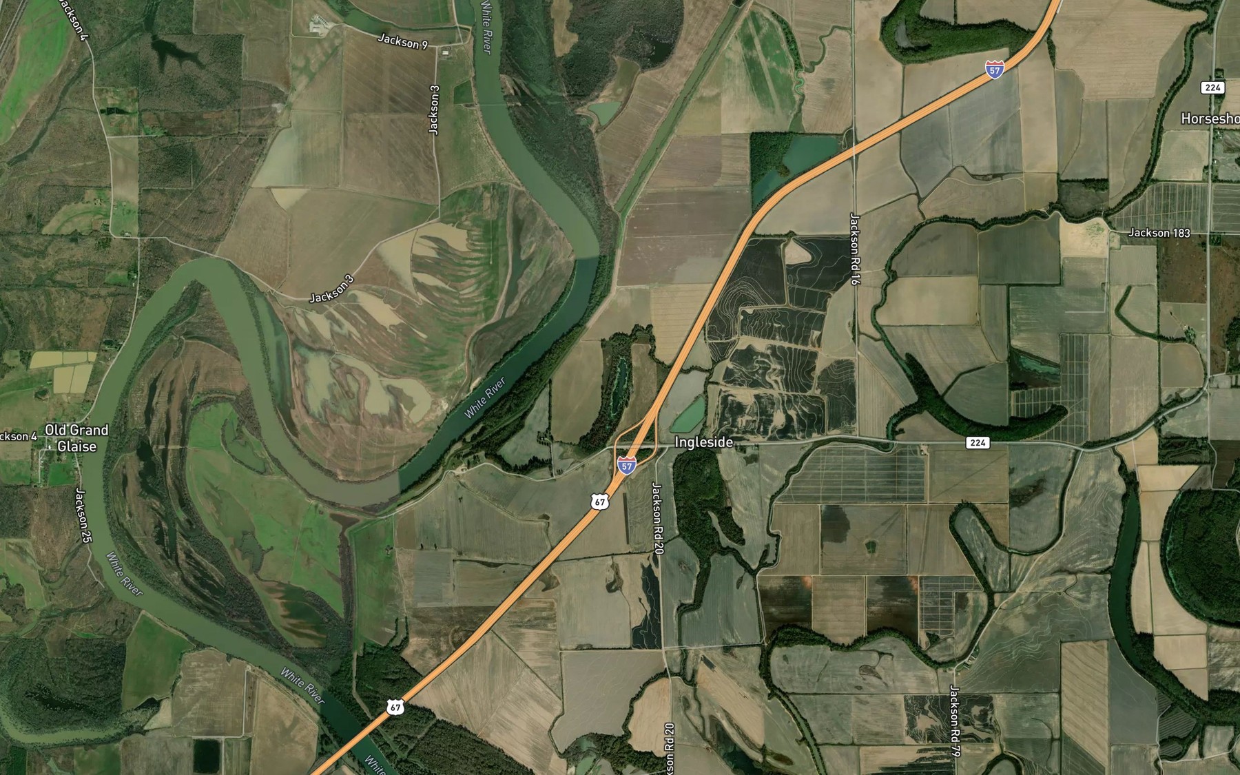 Satellite map of the Spradlin Lake