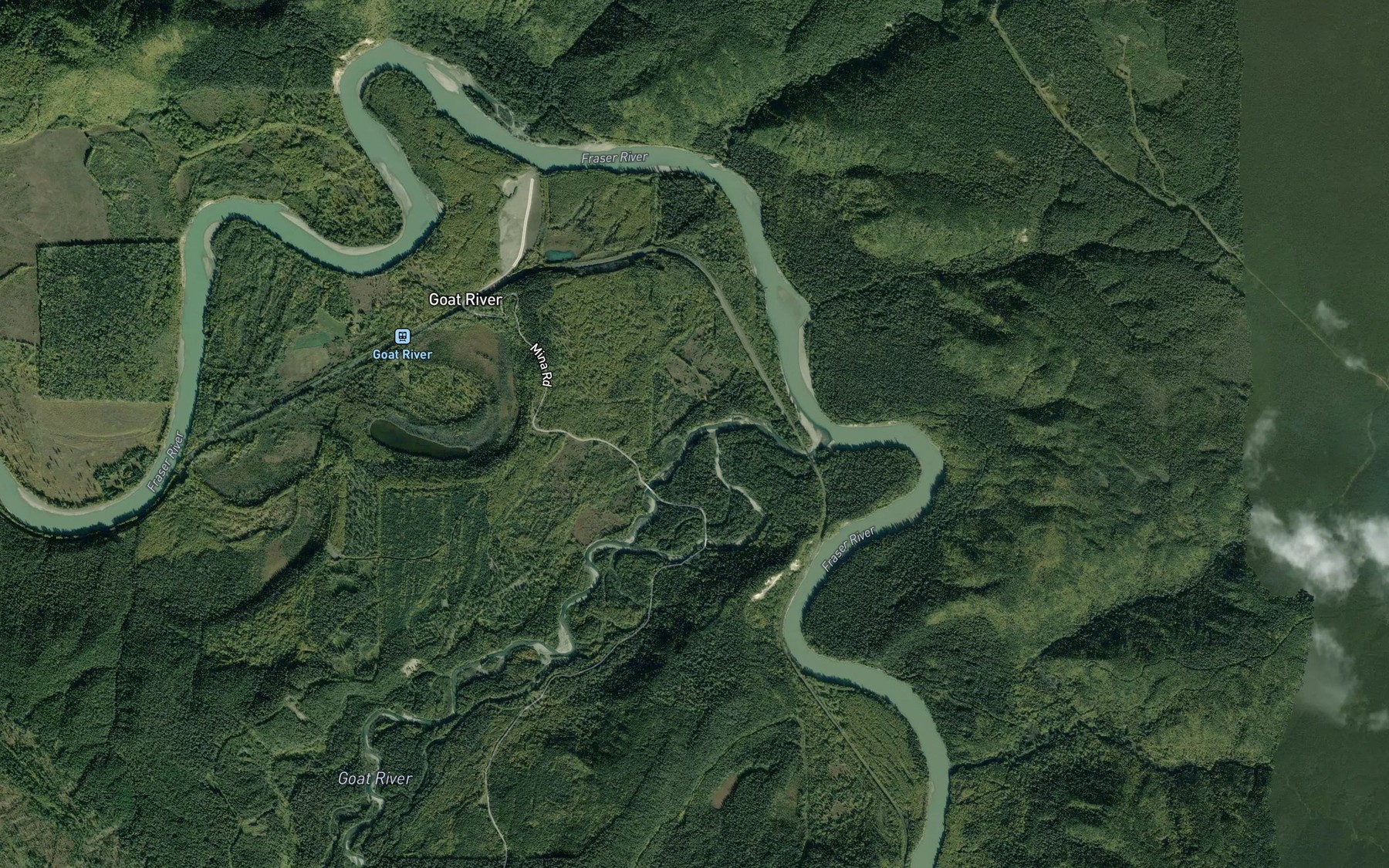 Satellite map of the Goat River