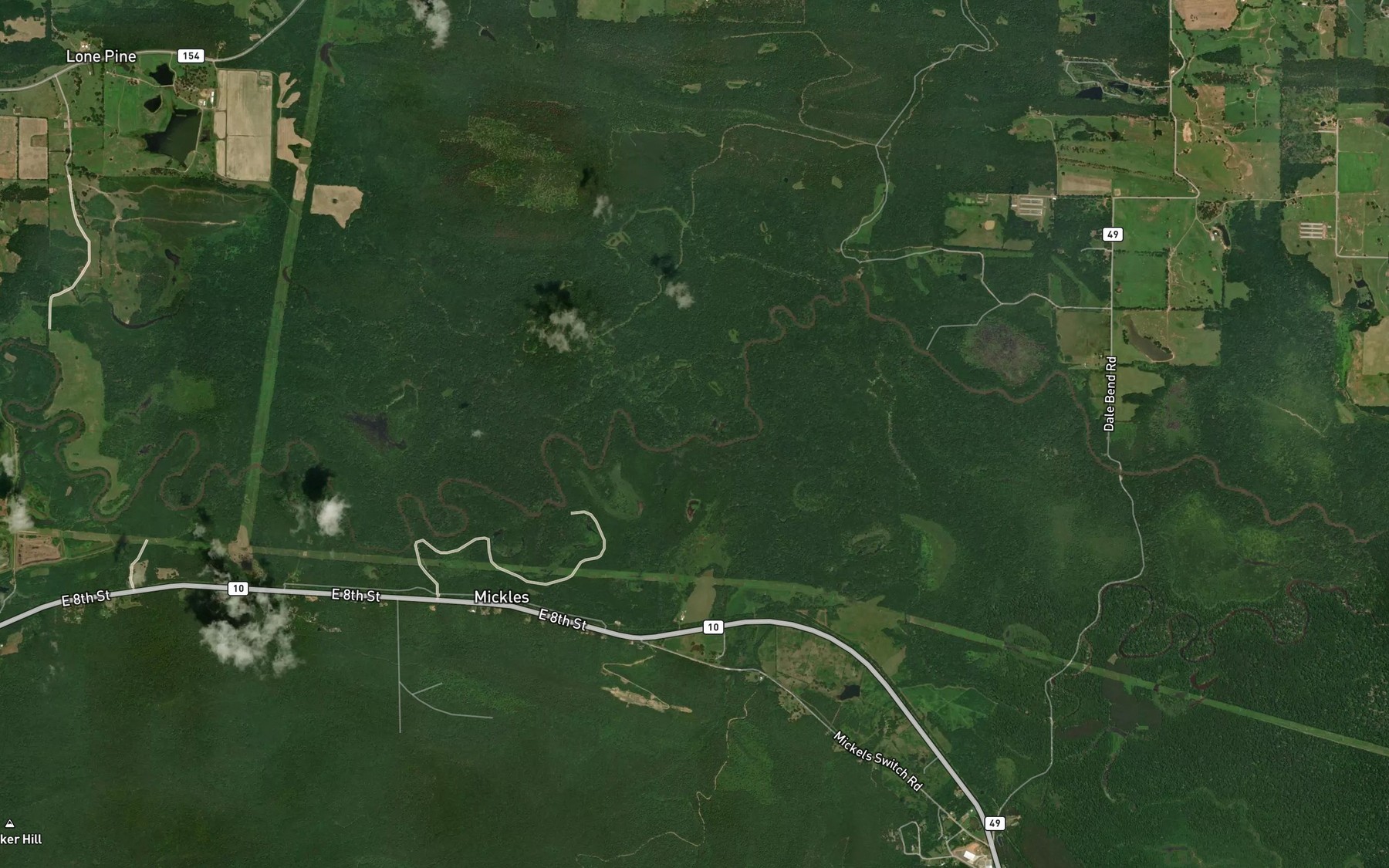 Satellite map of the Chickalah Creek