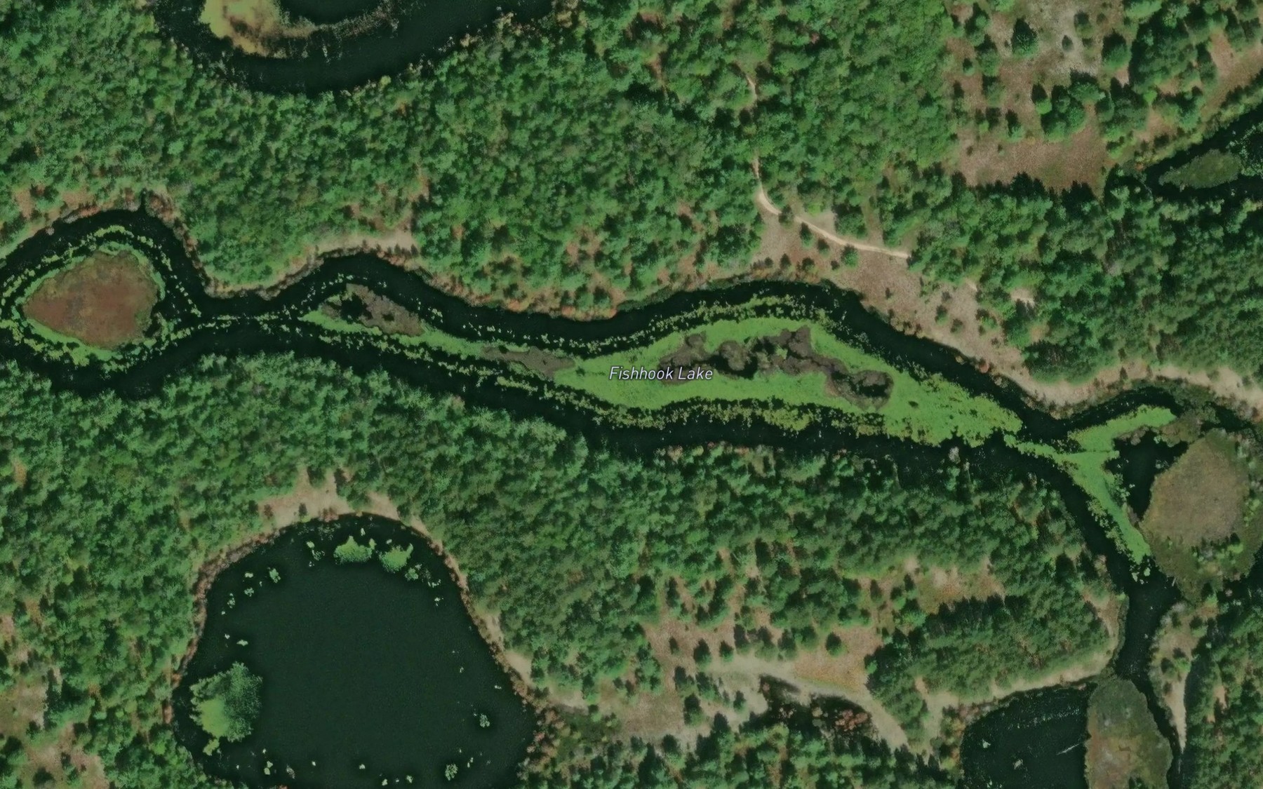 Satellite map of the Fishhook Lake