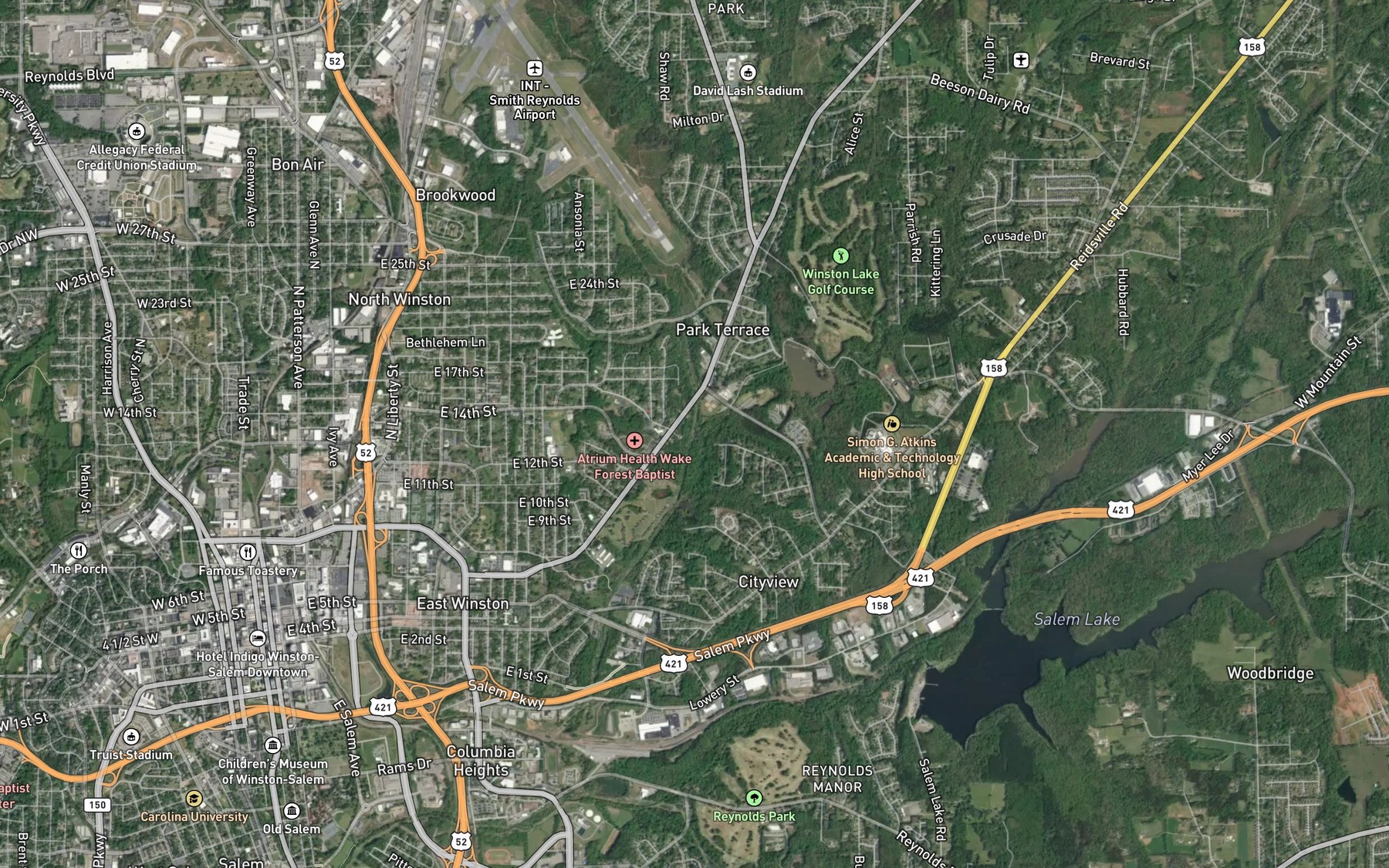 Satellite map of the Frazier Creek