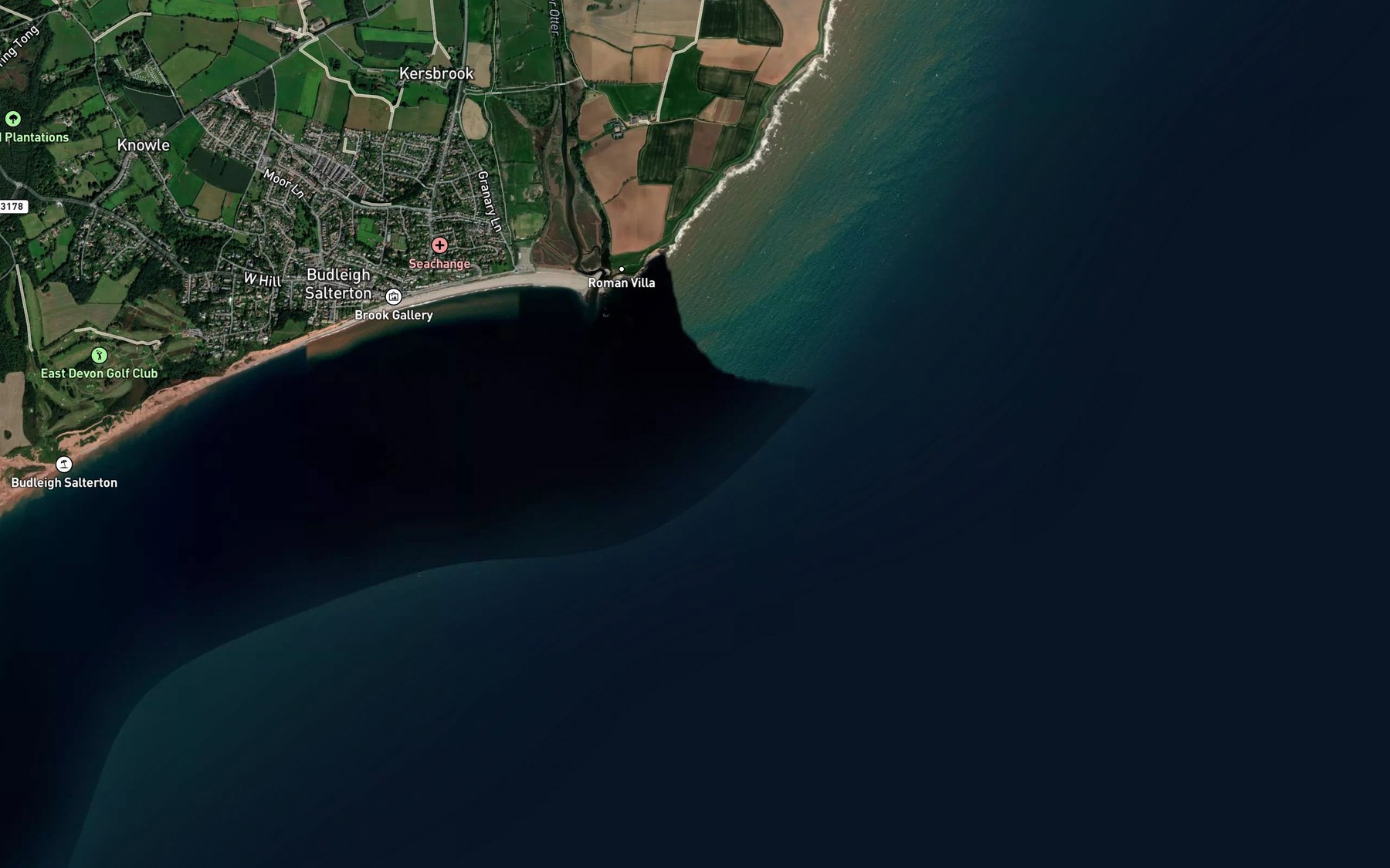 Satellite map of the Lyme Bay