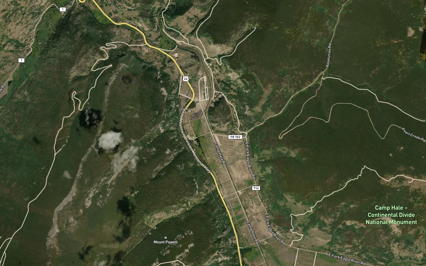 Satellite map of the Resolution Creek