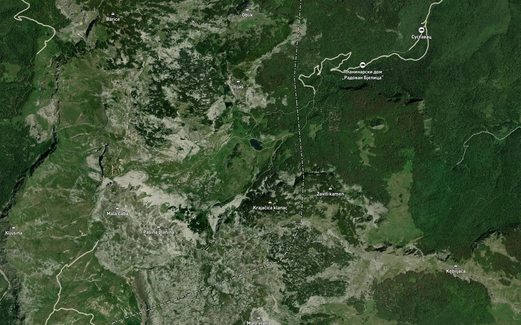 Satellite map of the Platno Jezero
