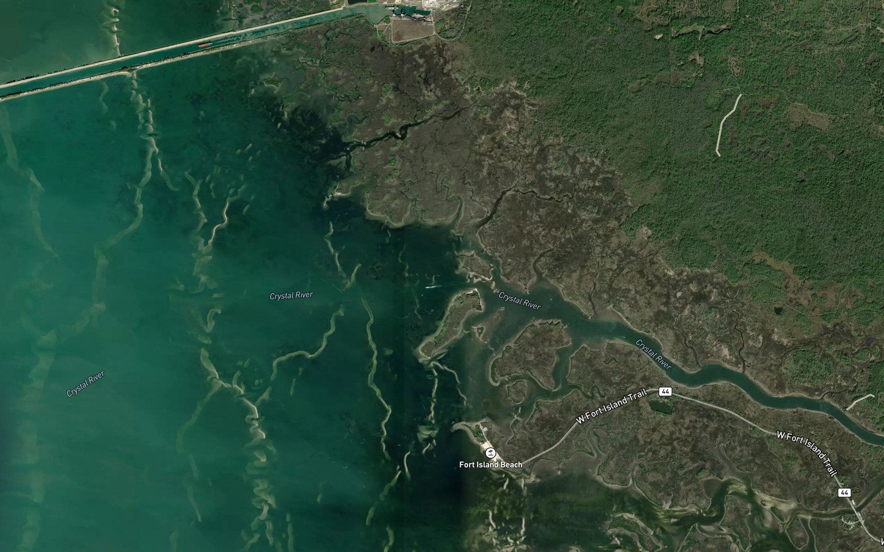 Satellite map of the Crystal River