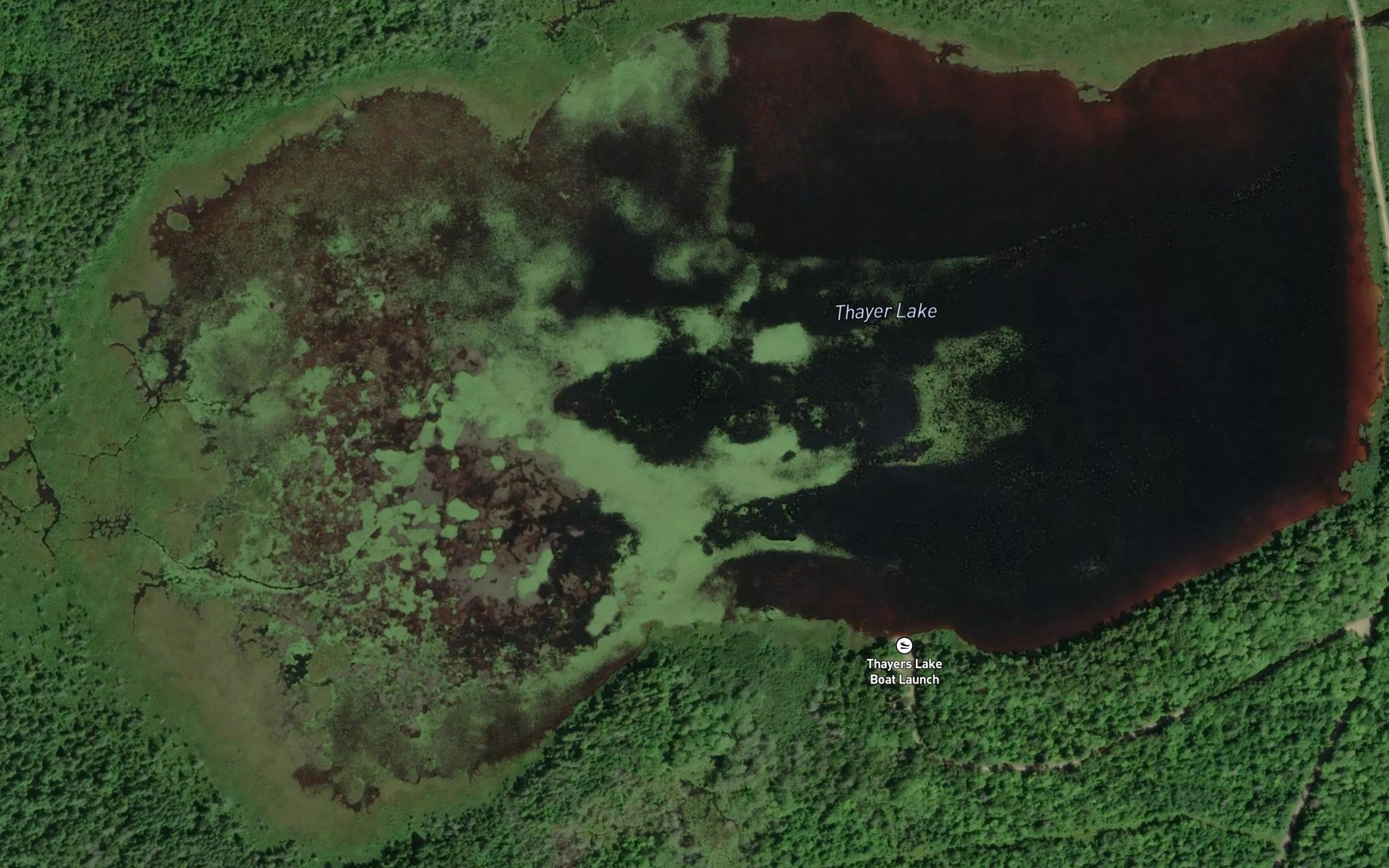 Satellite map of the Thayer Lake