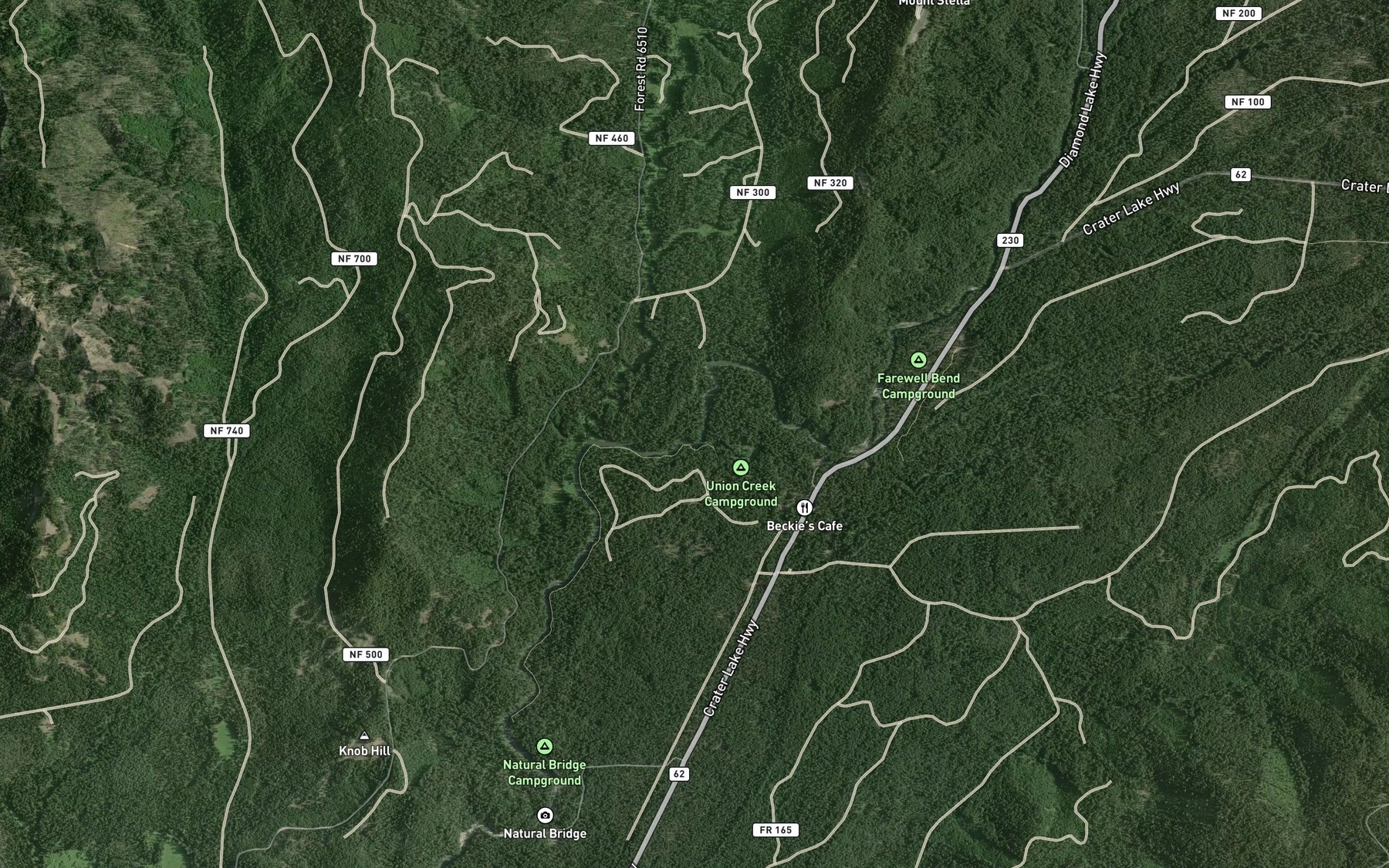 Satellite map of the Union Creek