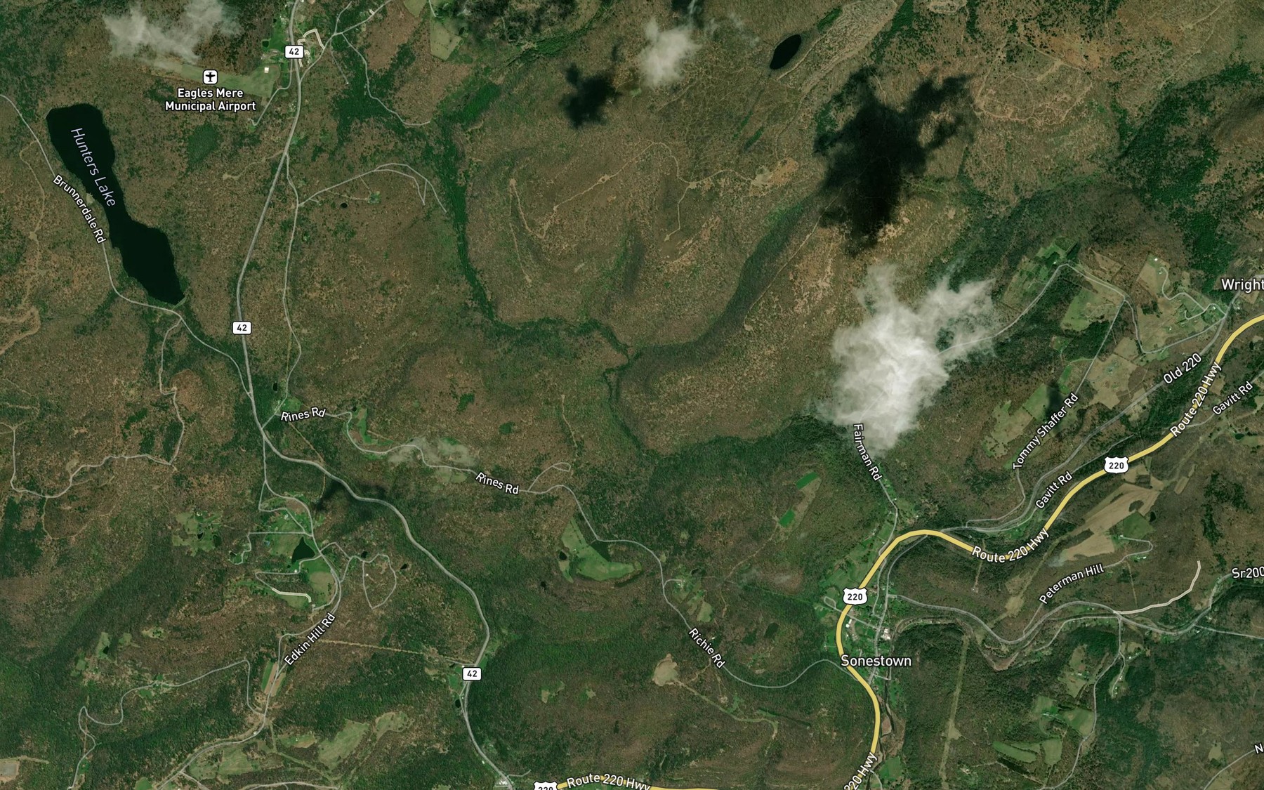 Satellite map of the Bully Run
