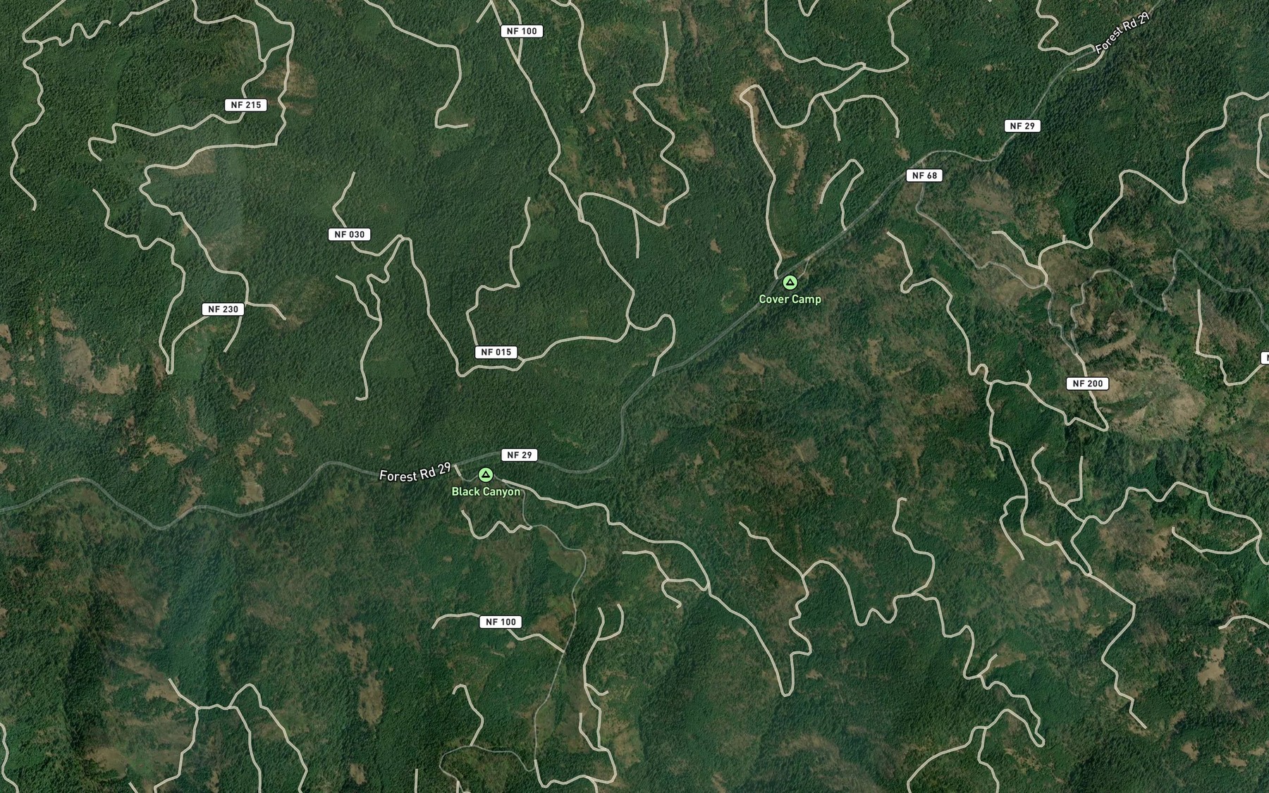 Satellite map of the Squaw Creek