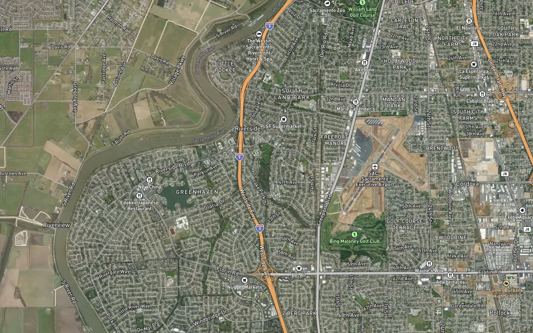 Satellite map of the Sutterville Lake (historical)