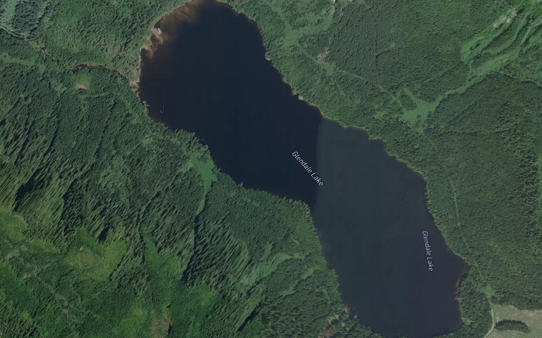 Satellite map of the Glendale Lake