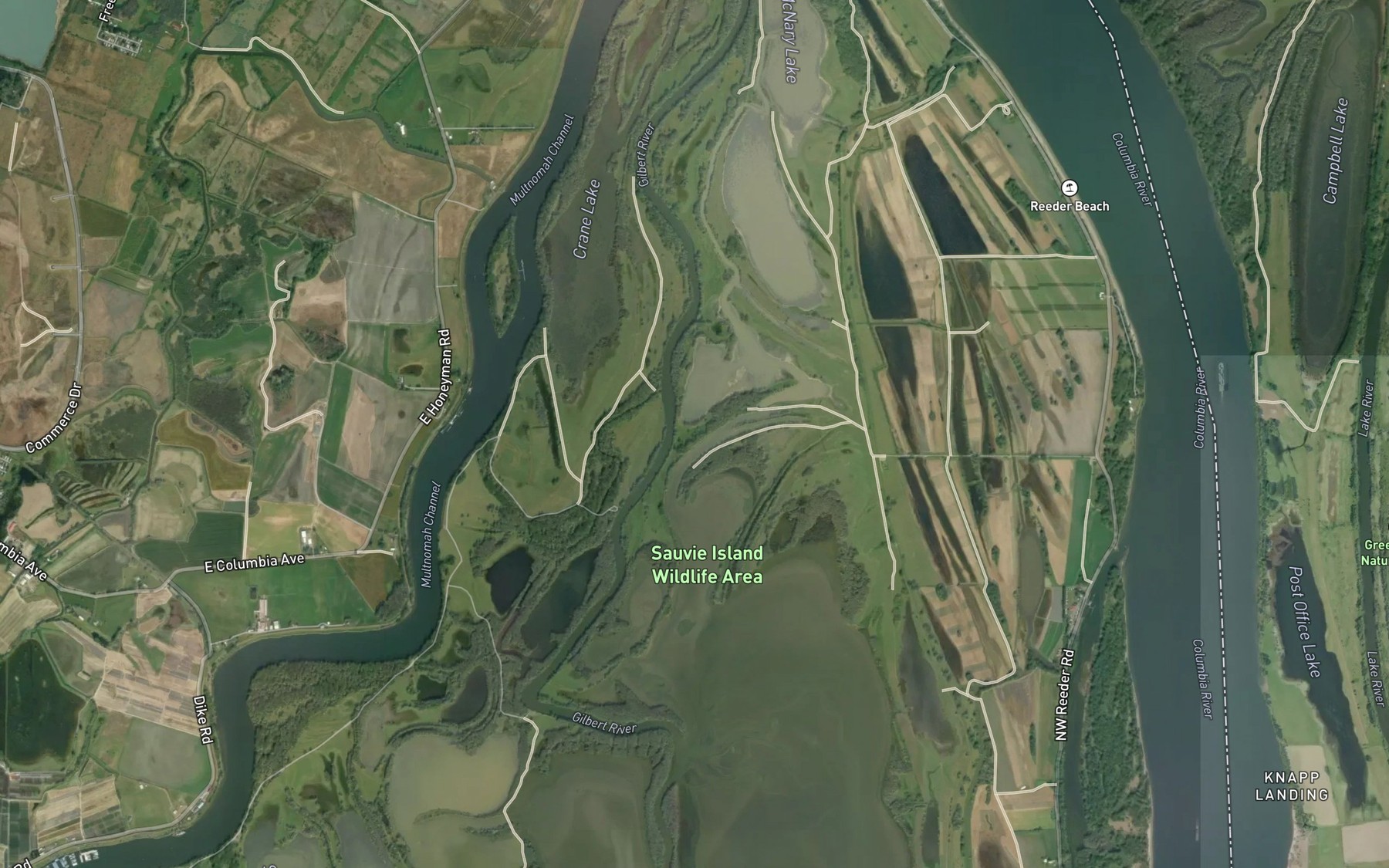 Satellite map of the Petes Slough