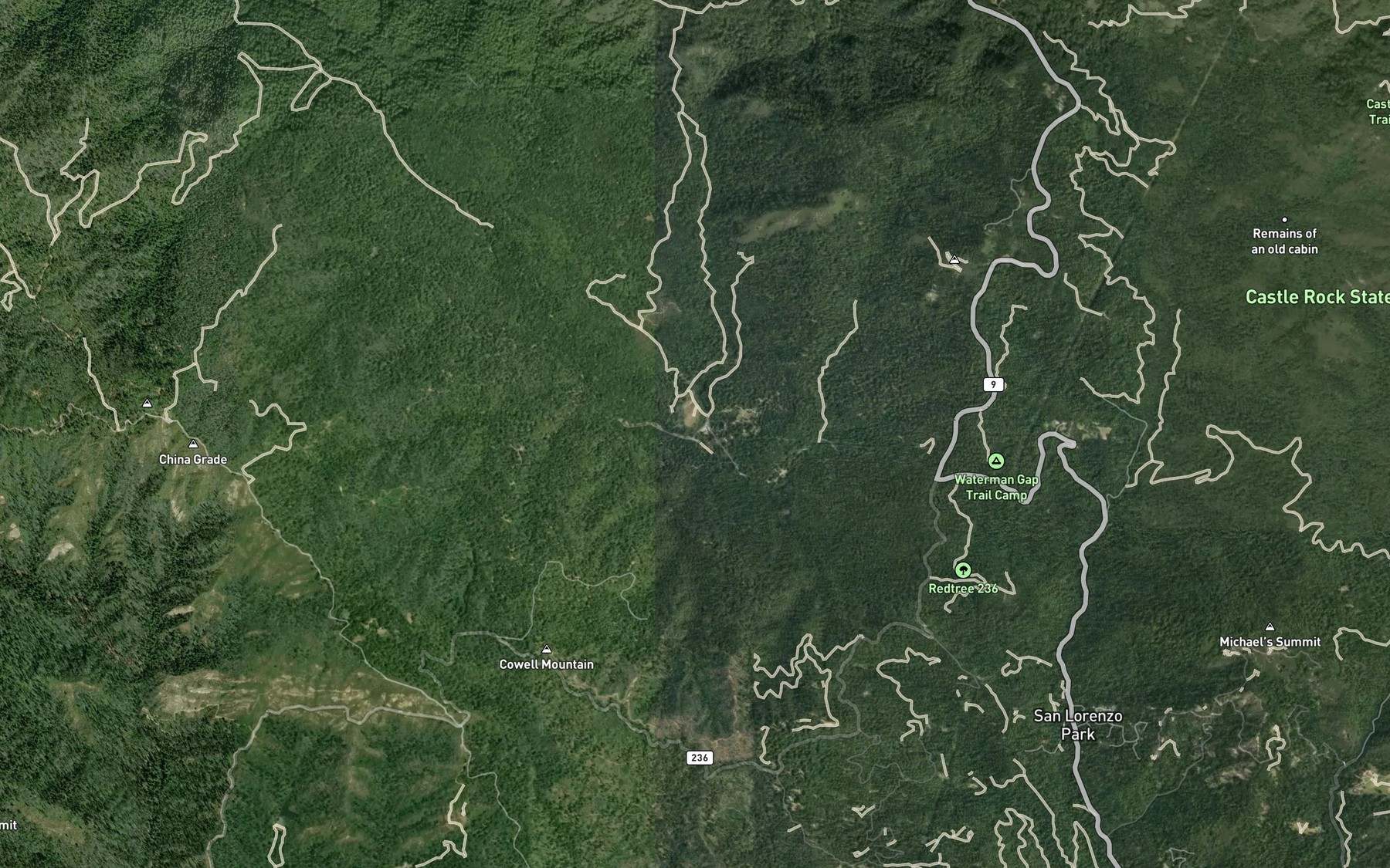 Satellite map of the Waterman Creek