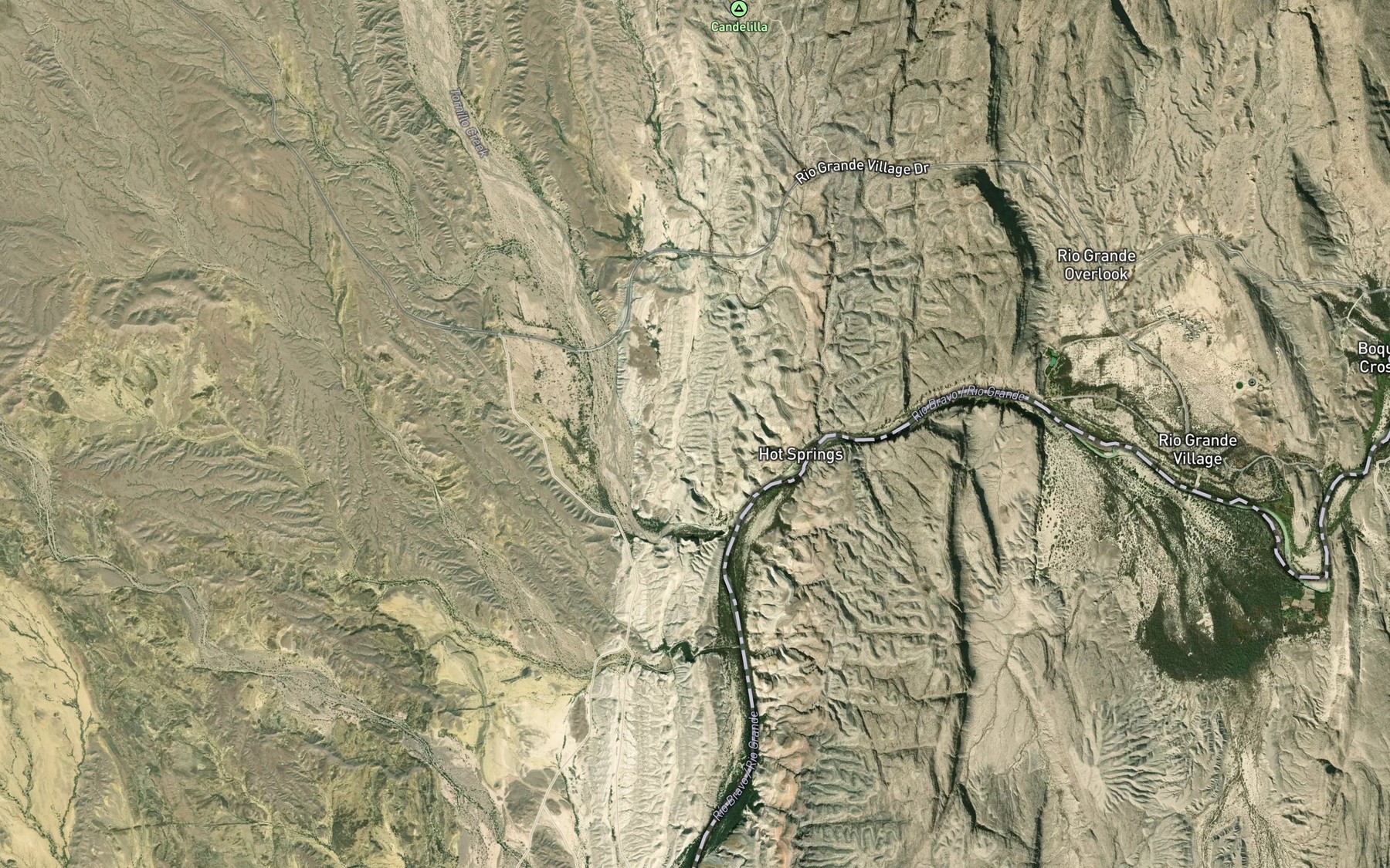 Satellite map of the Boquillas Hot Springs