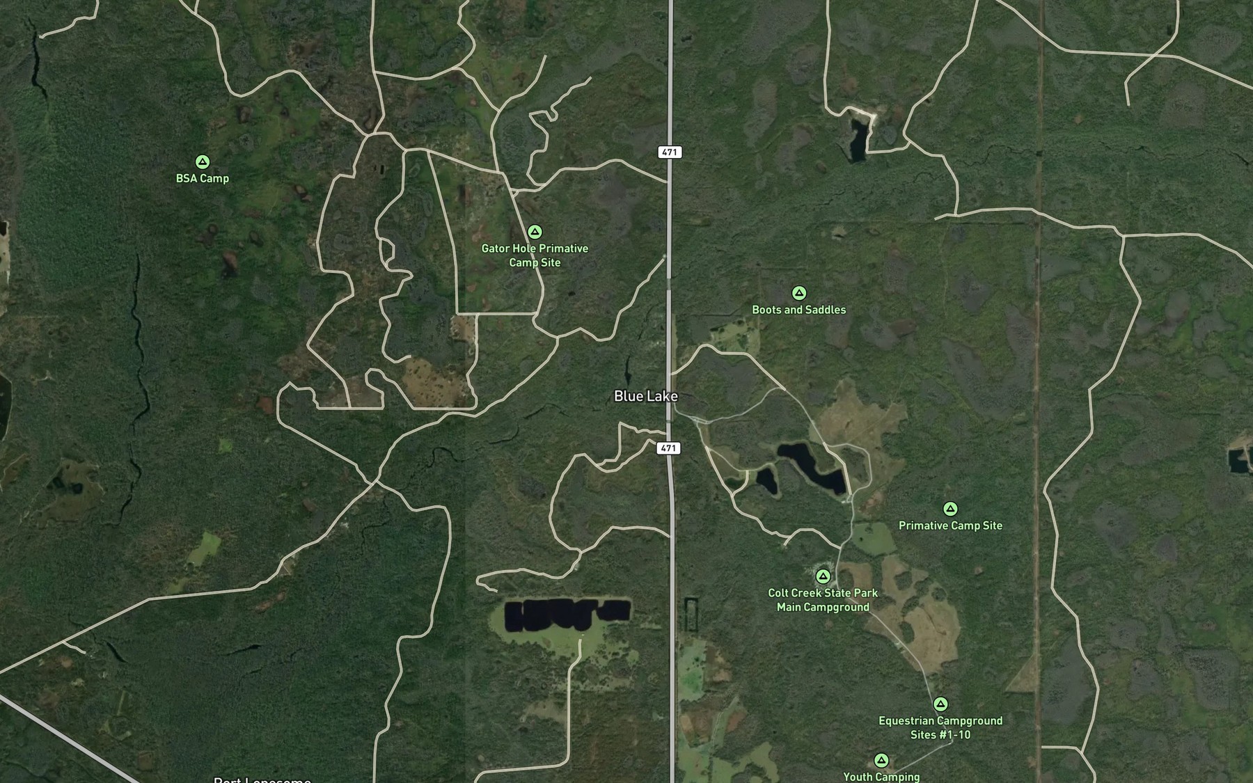 Satellite map of the Gator Creek