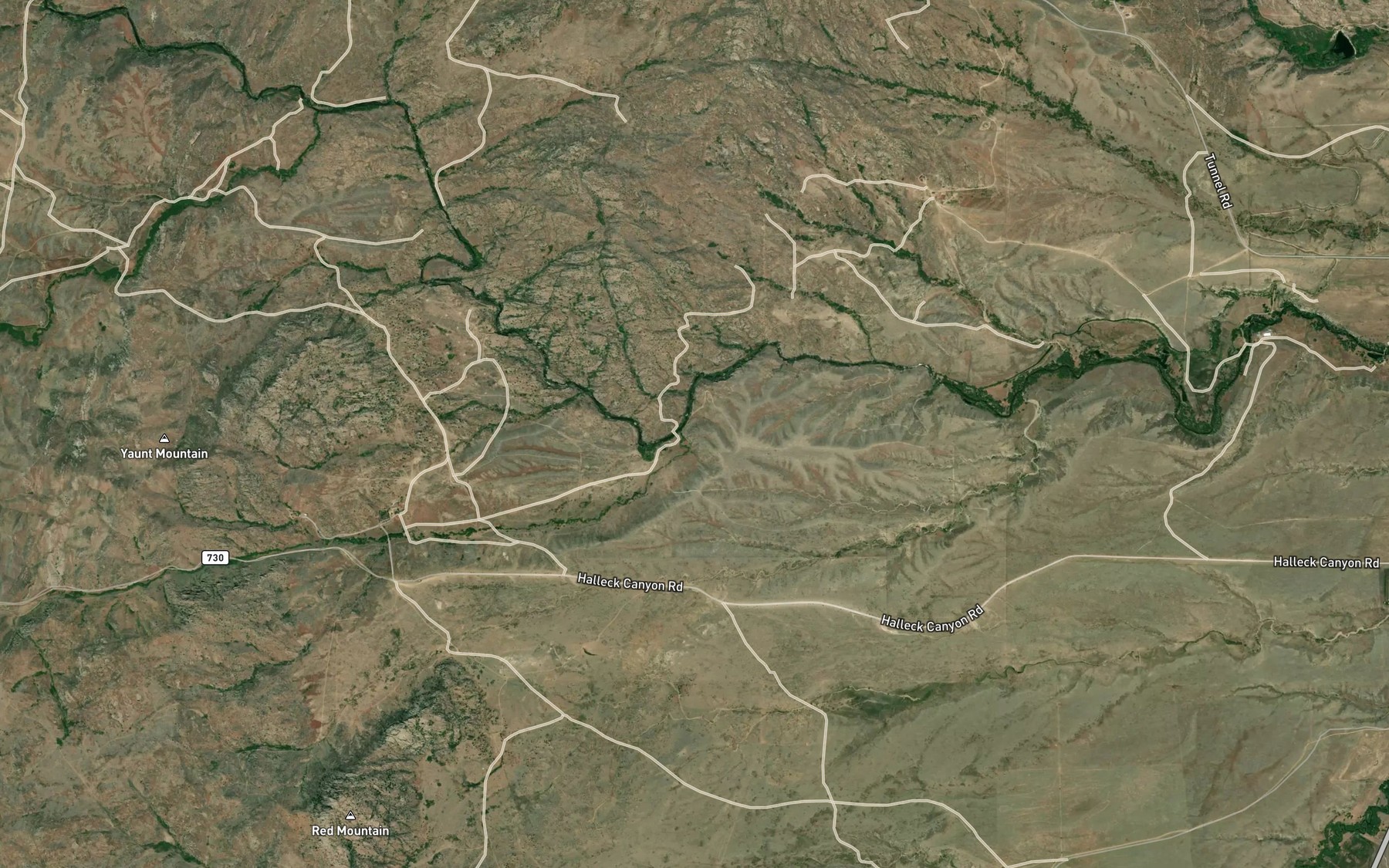 Satellite map of the Little Halleck Creek