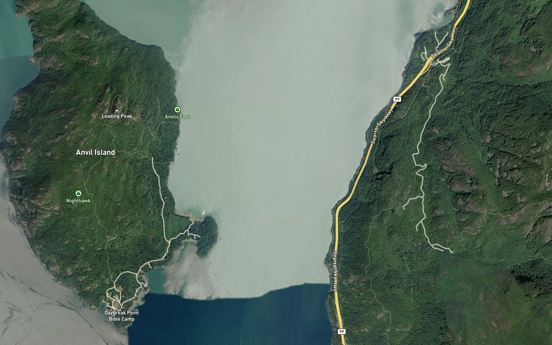 Satellite map of the Montagu Channel