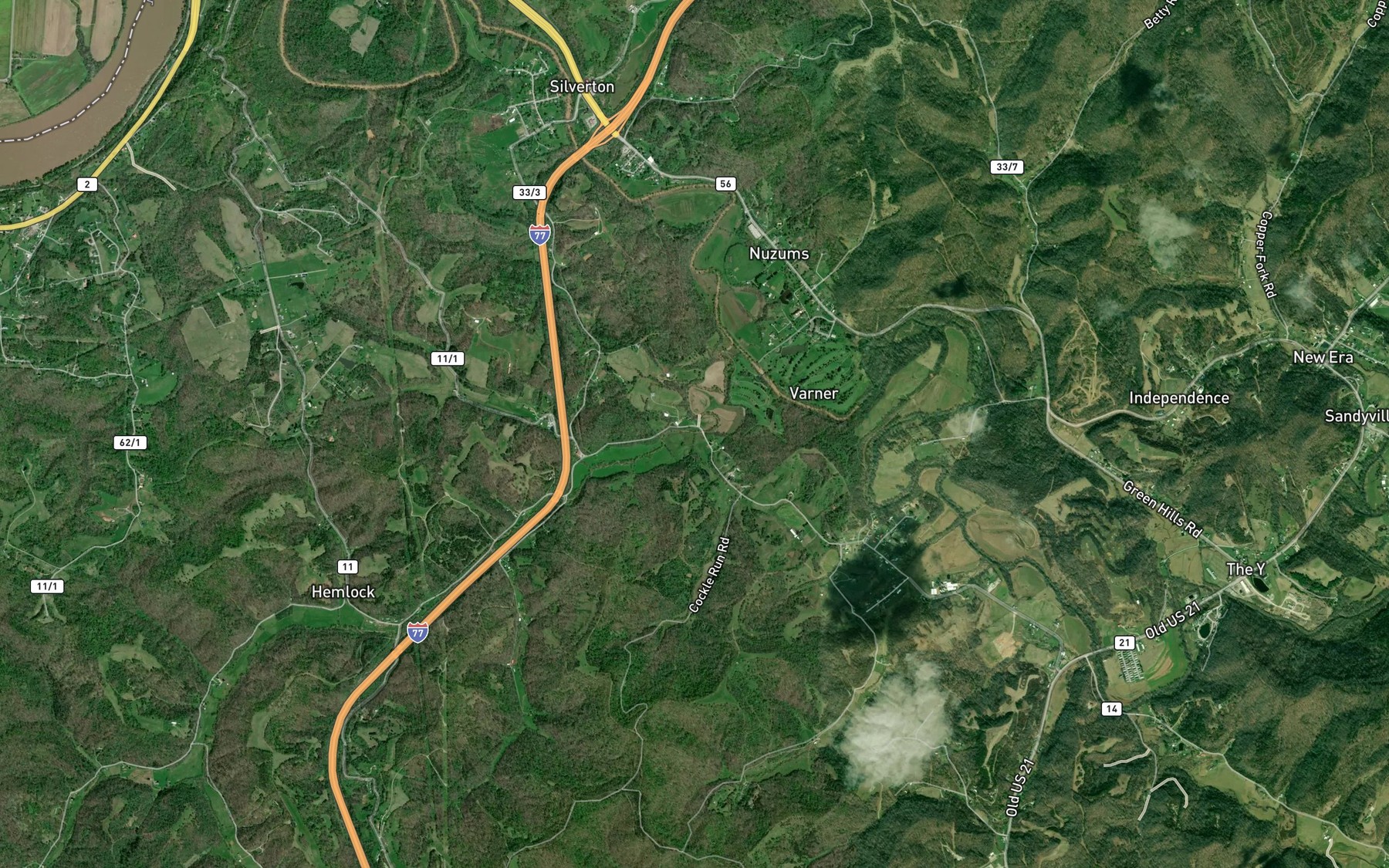 Satellite map of the Cockle Run