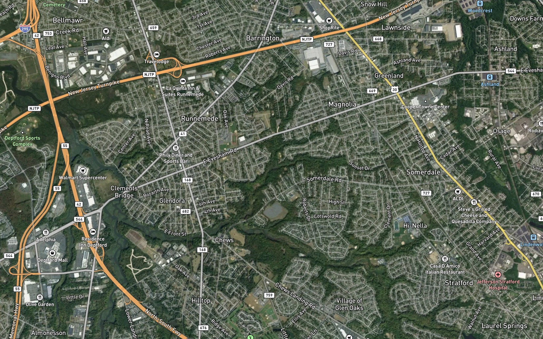Satellite map of the Gravelly Run