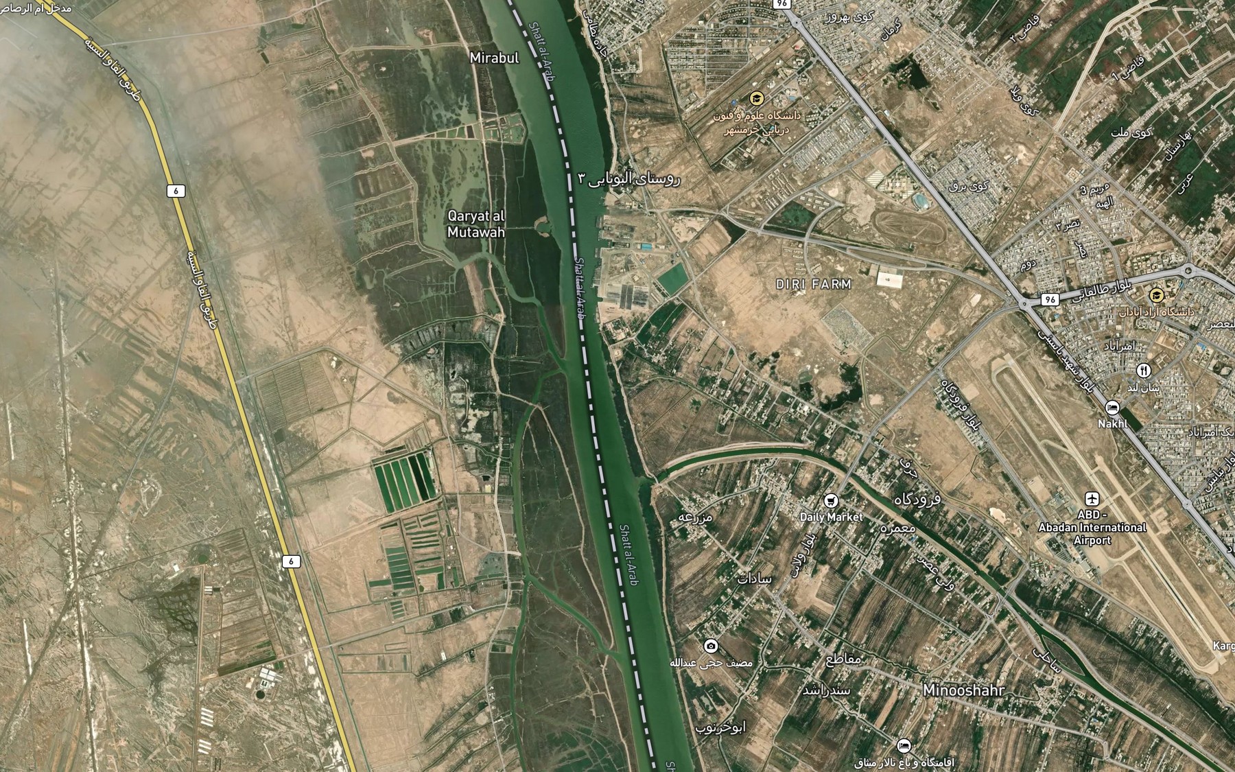 Satellite map of the Nahr-e Khali
