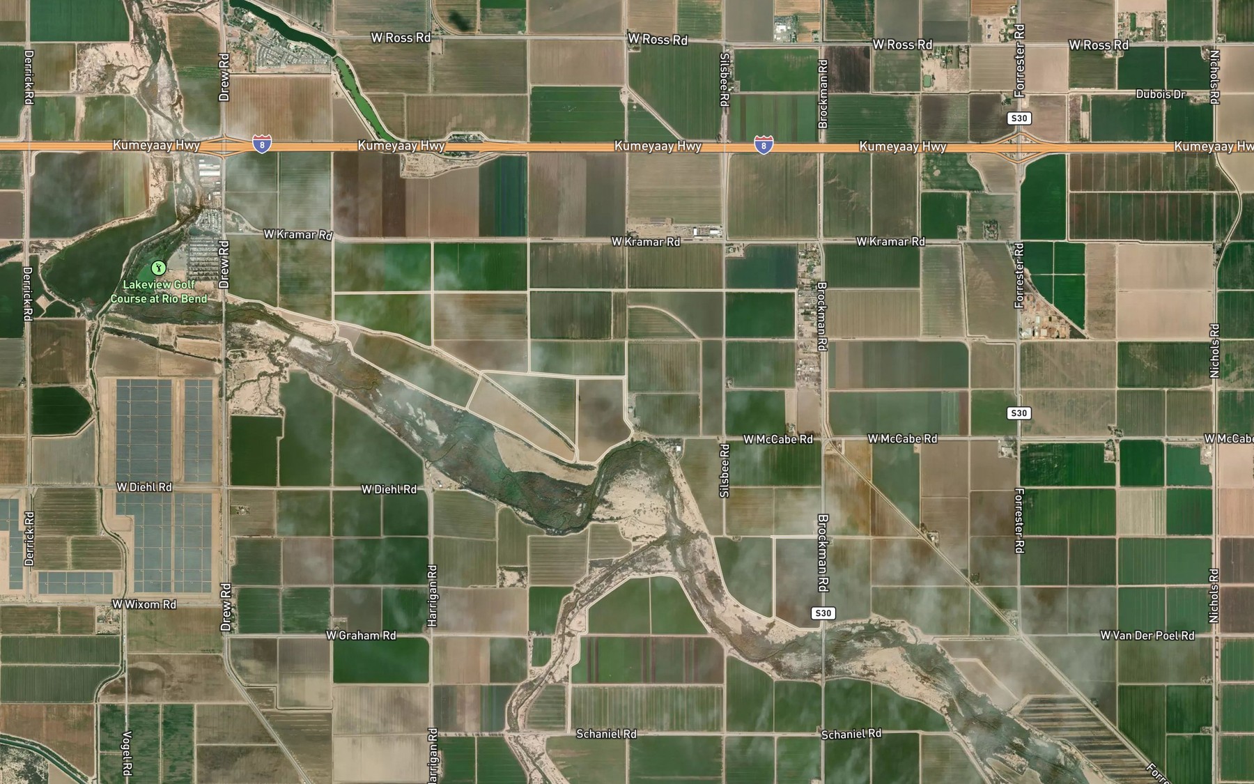 Satellite map of the Blue Lake Drain