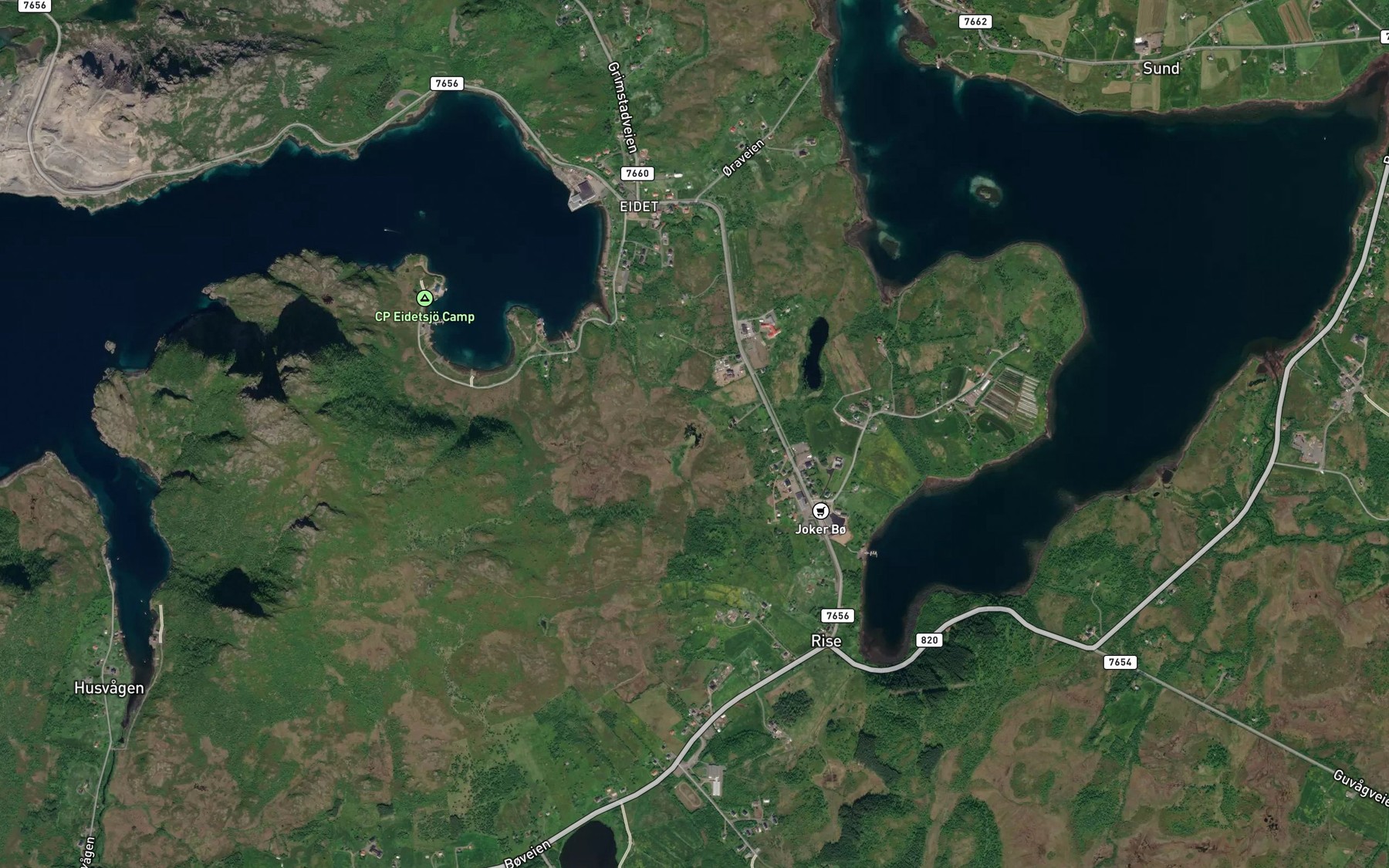 Satellite map of the Skjettentjonna