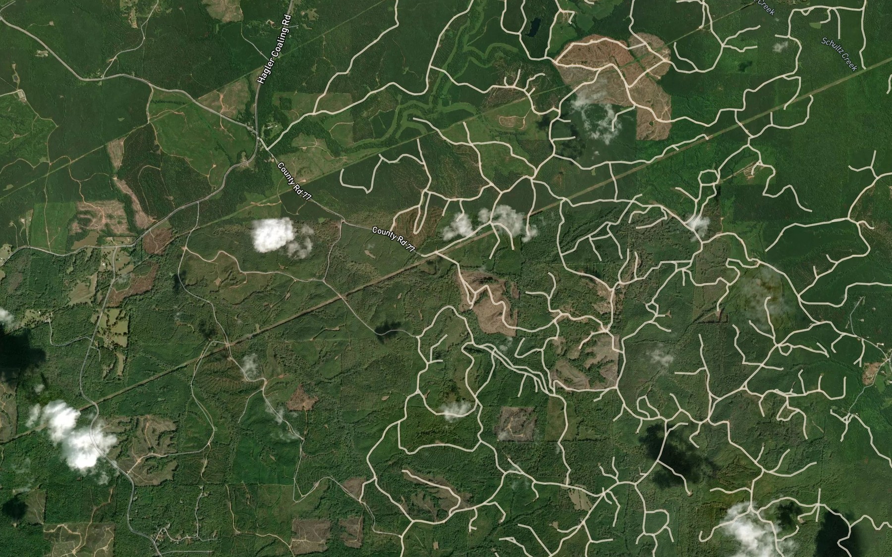 Satellite map of the Muddy Branch