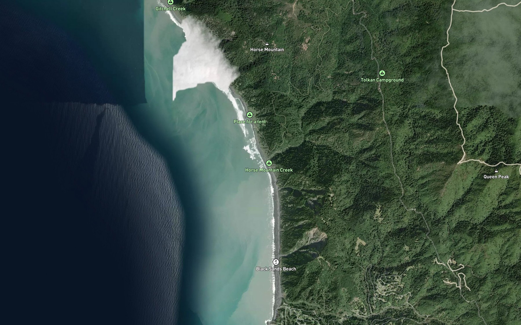 Satellite map of the Horse Mountain Creek