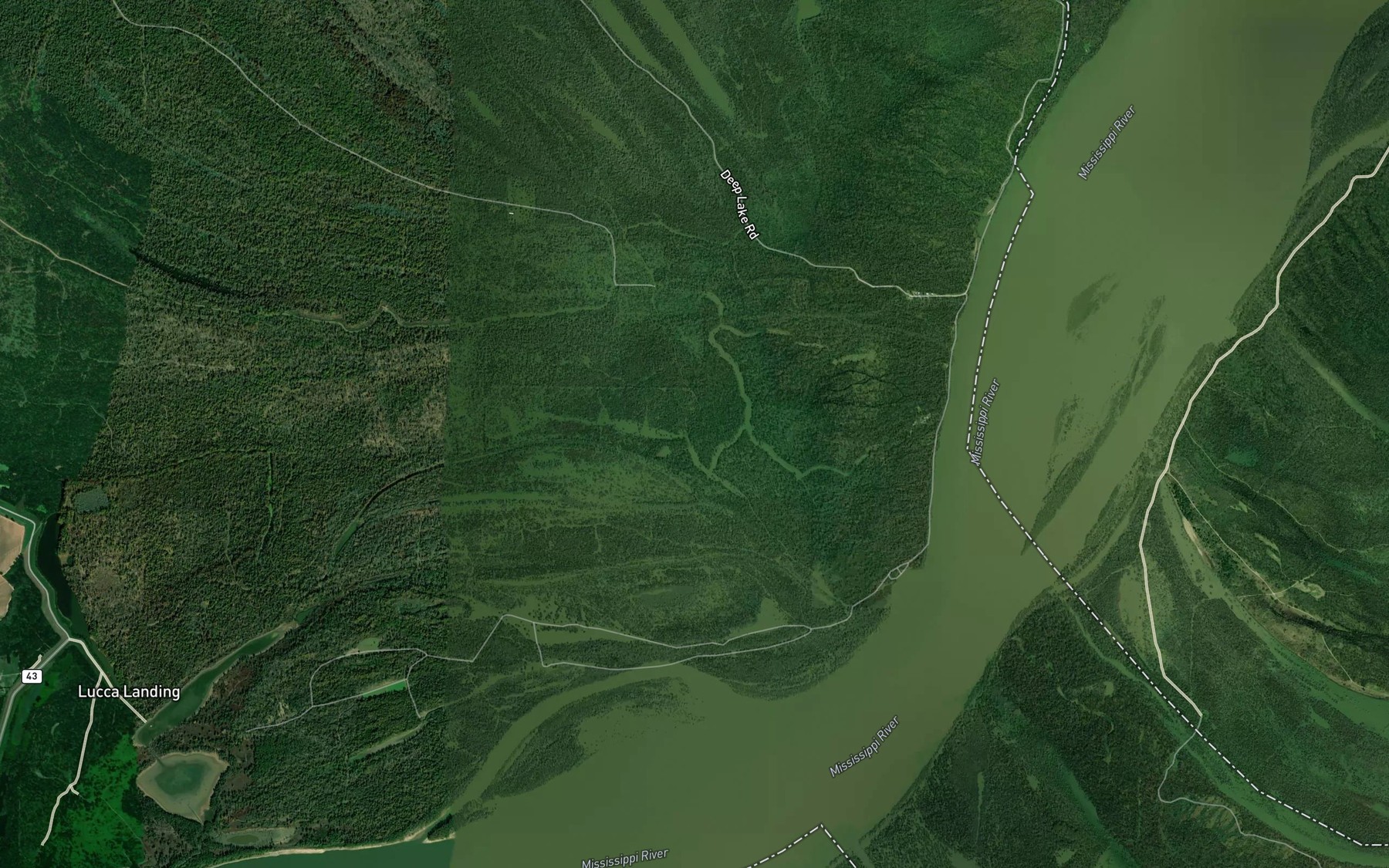 Satellite map of the Cypress Bayou