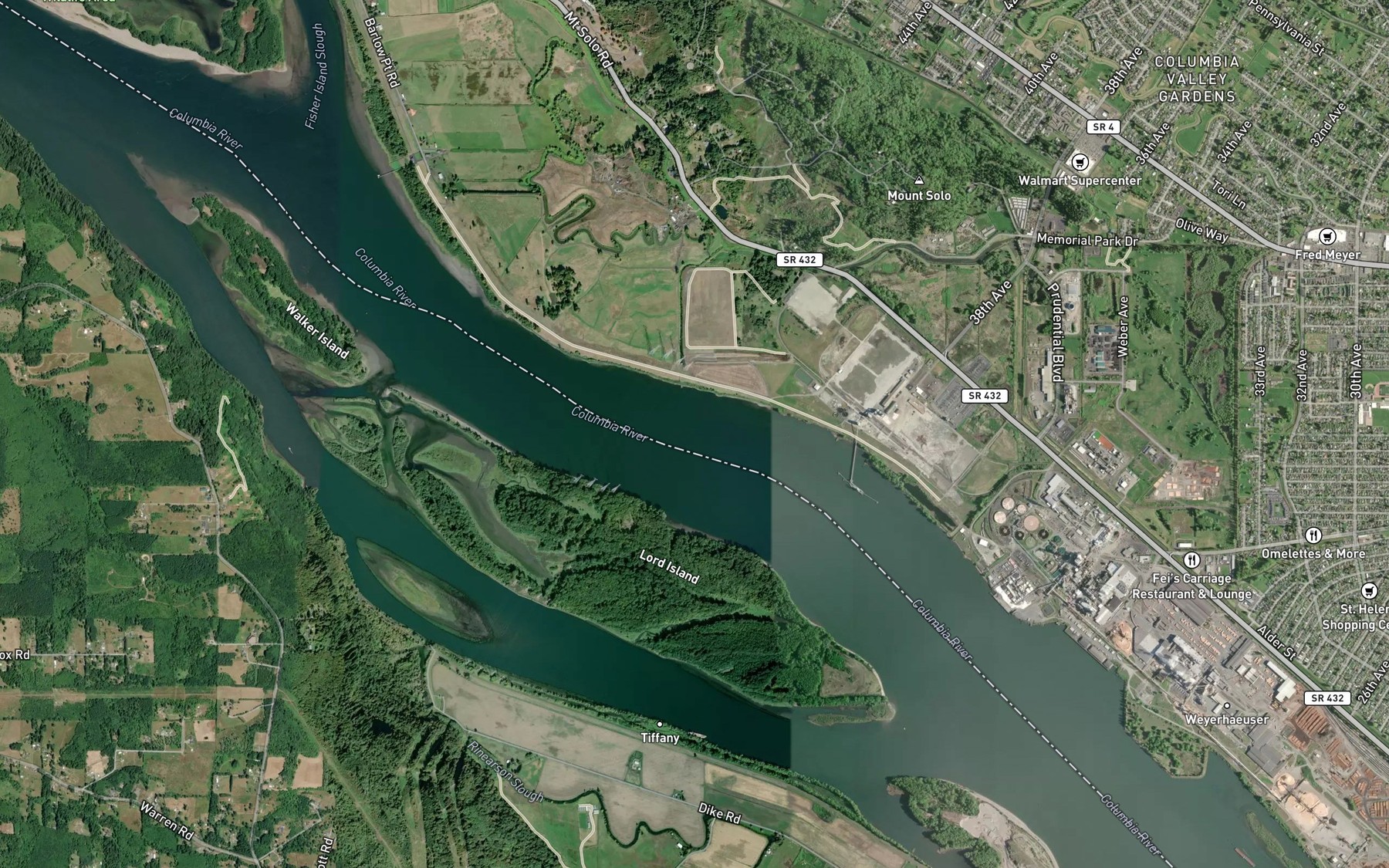 Satellite map of the Barlow Point Channel