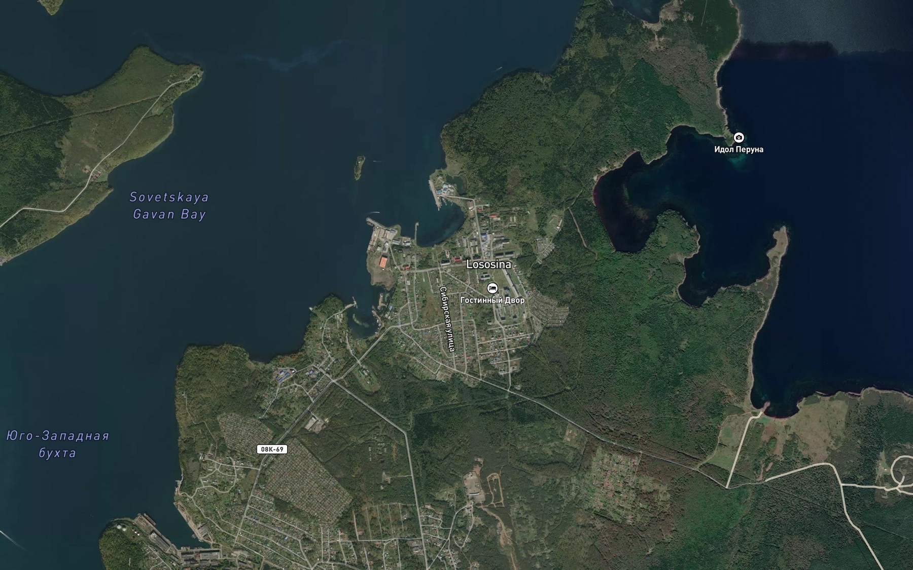 Satellite map of the Bukhta Lososina