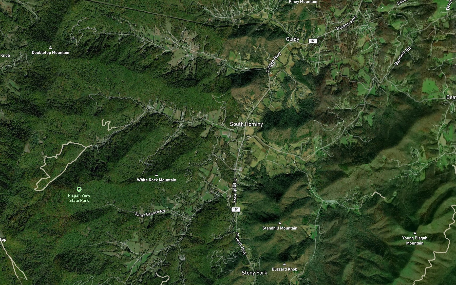 Satellite map of the Stony Fork