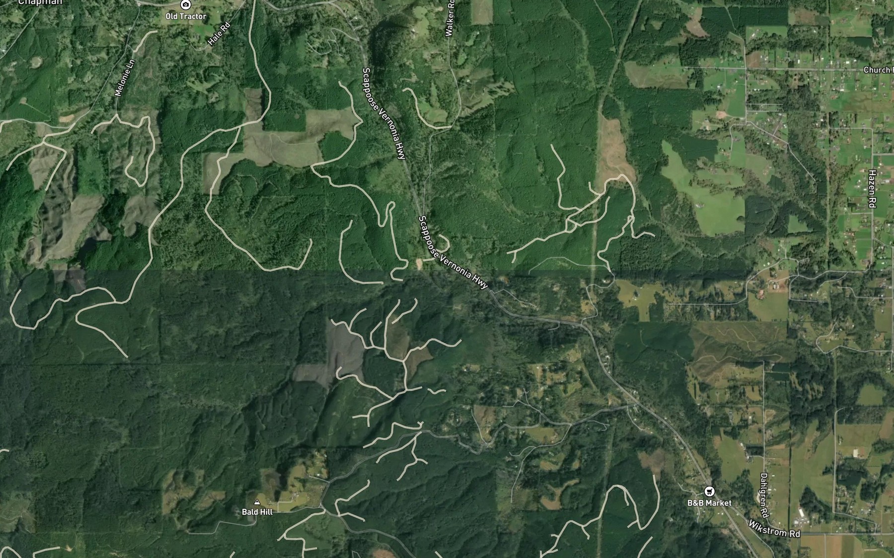 Satellite map of the Fall Creek