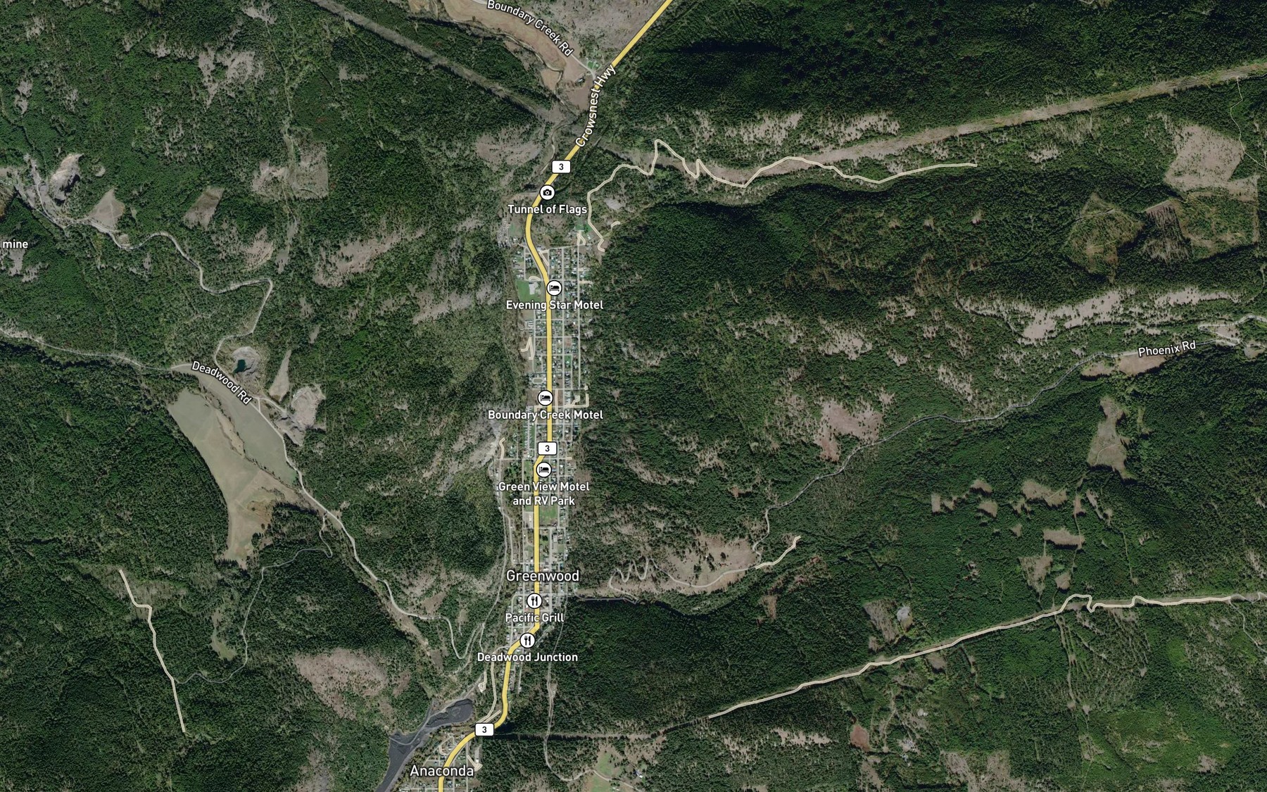 Satellite map of the Providence Creek