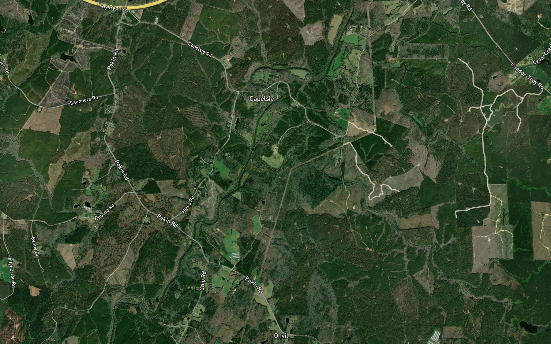 Satellite map of the Little Dry Creek