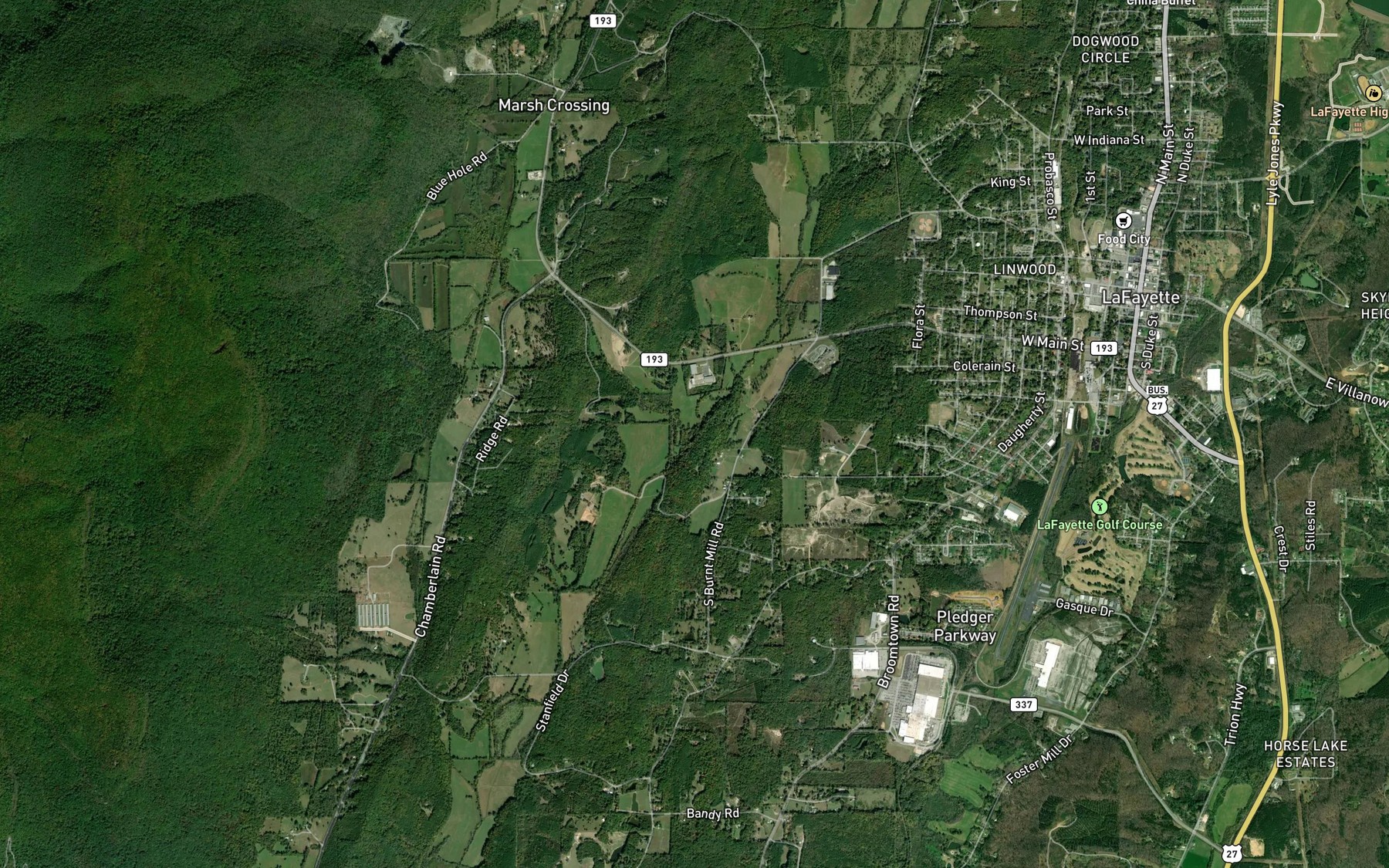 Satellite map of the Dry Creek
