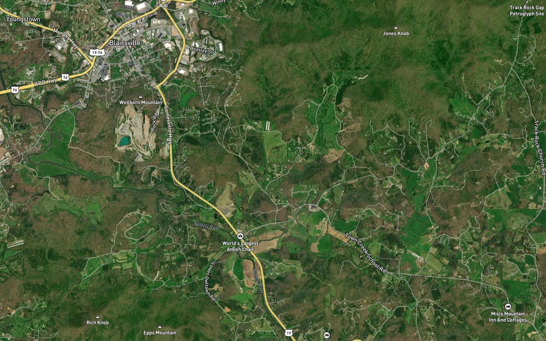 Satellite map of the Cooks Cove Branch