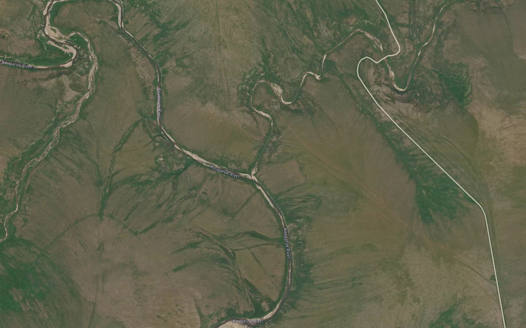 Satellite map of the North Fork Kougarok River