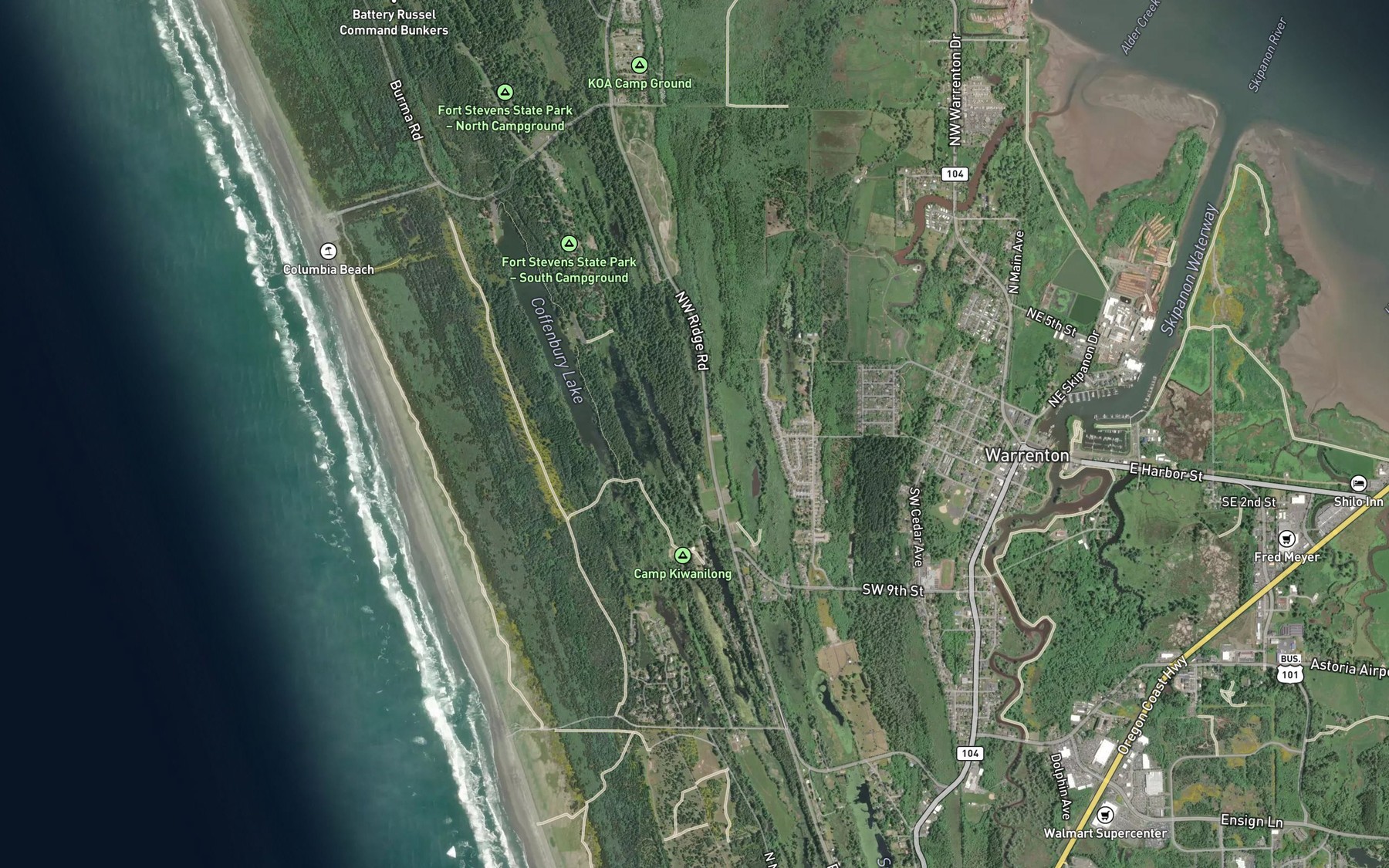 Satellite map of the Creep and Crawl Lake