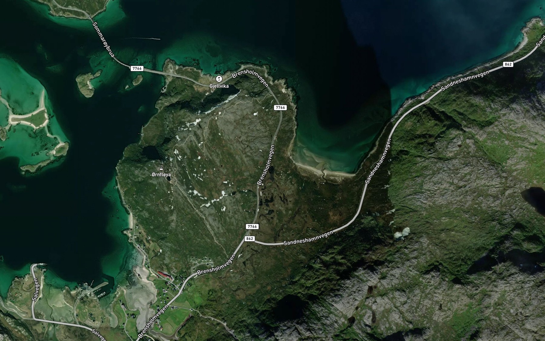 Satellite map of the Smajordvatnet